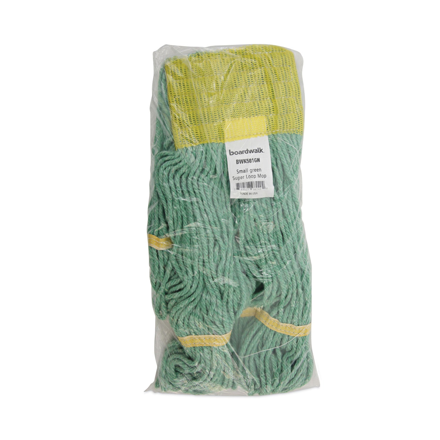 Super Loop Wet Mop Head, Cotton/Synthetic Fiber, 5" Headband, Small Size, Green, 12/Carton - 