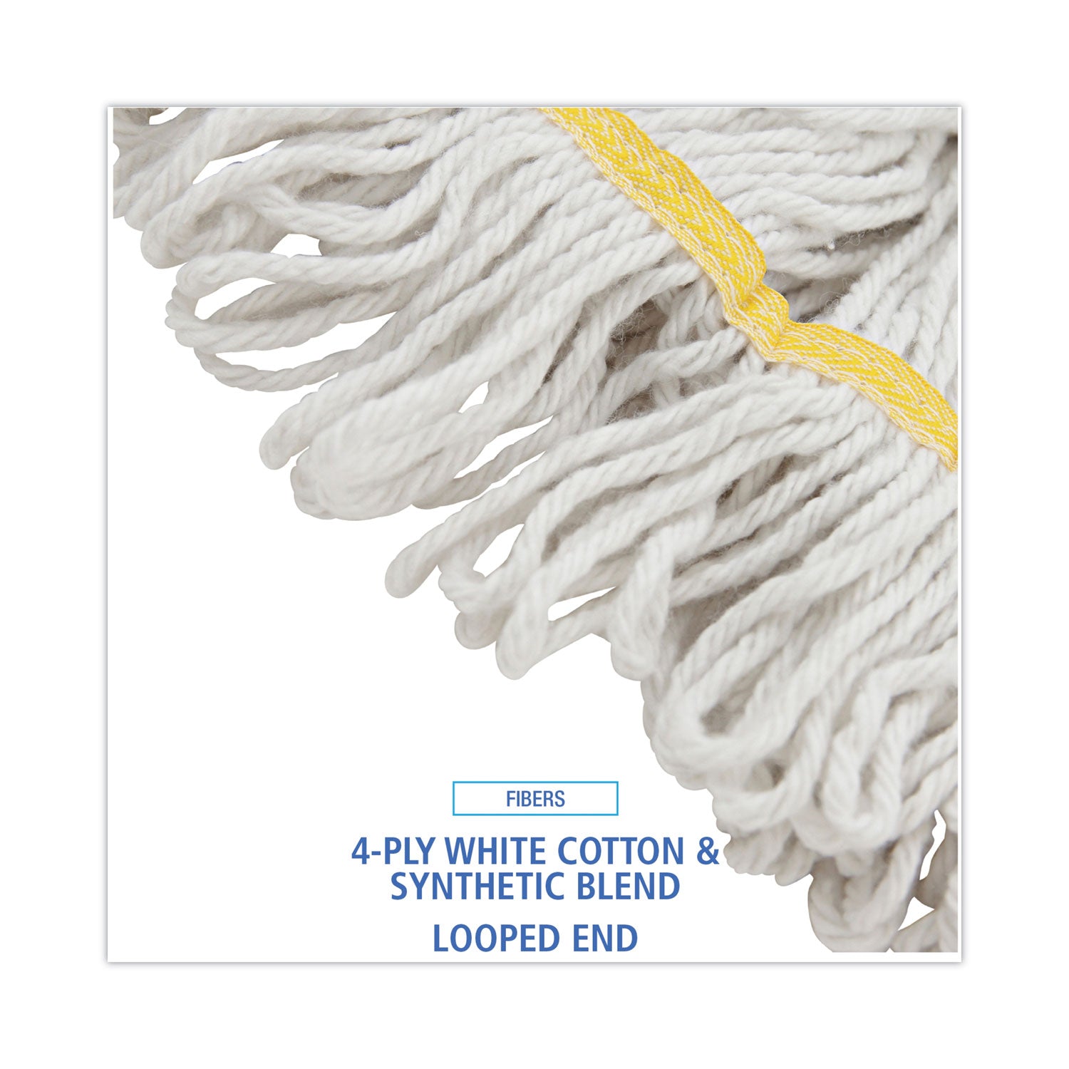 Super Loop Wet Mop Head, Cotton/Synthetic Fiber, 5" Headband, Small Size, White, 12/Carton - 