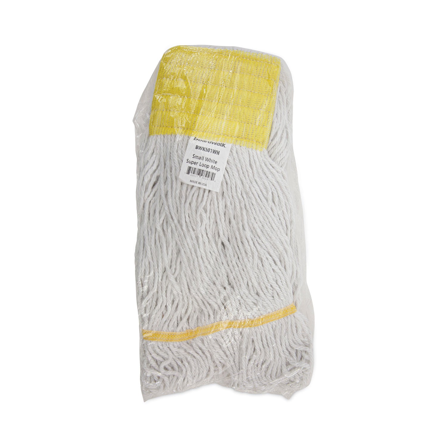 Super Loop Wet Mop Head, Cotton/Synthetic Fiber, 5" Headband, Small Size, White, 12/Carton - 