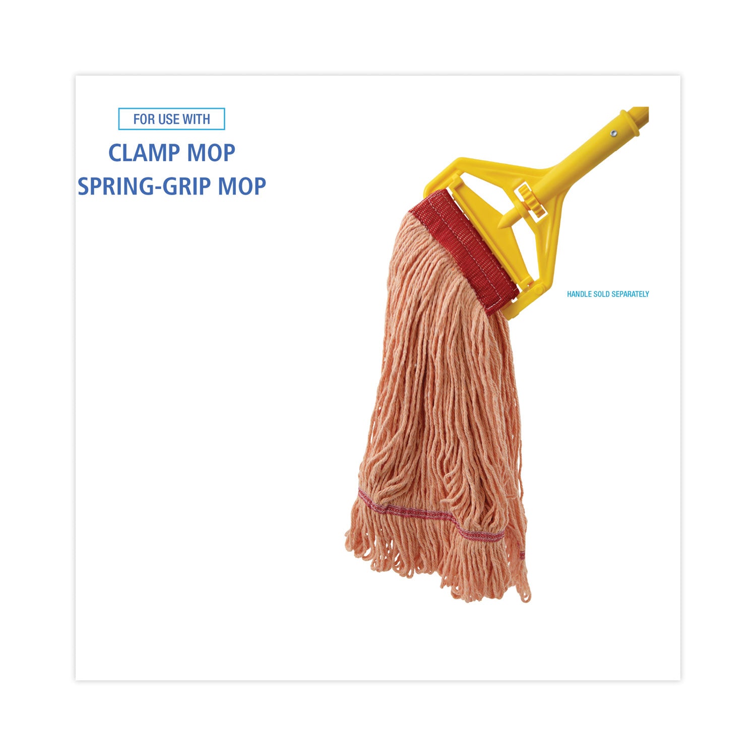 Super Loop Wet Mop Head, Cotton/Synthetic Fiber, 5" Headband, Large Size, Orange, 12/Carton - 