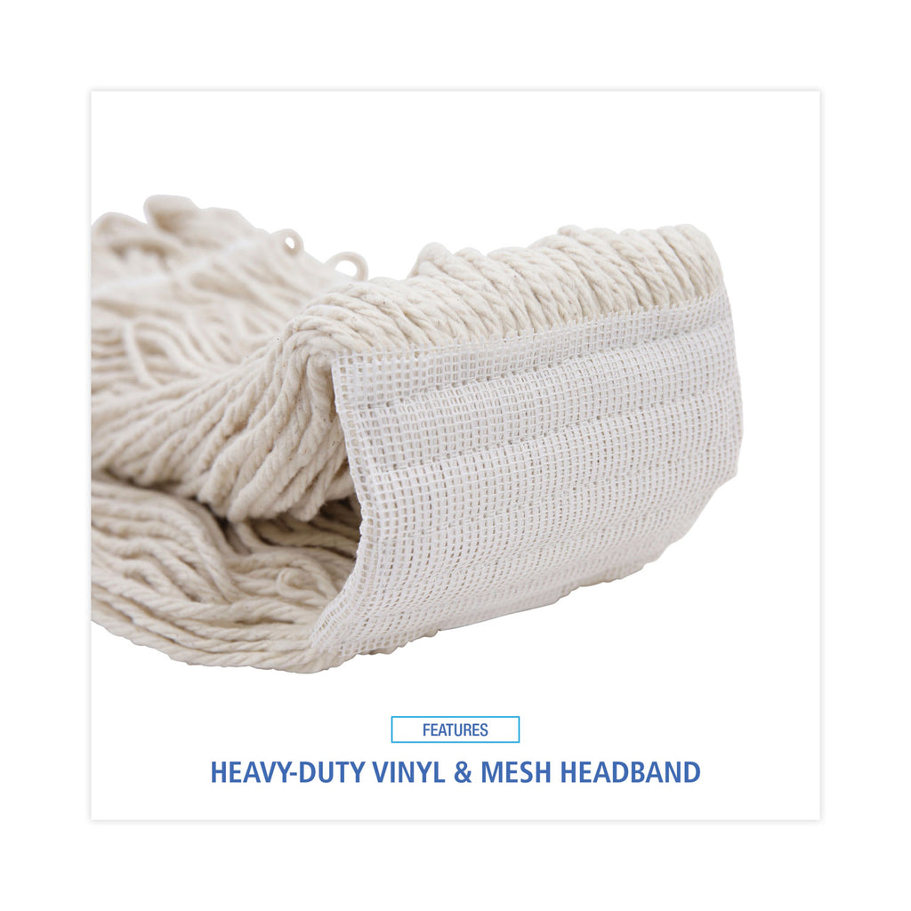 Mop Head, Pro Loop Web/Tailband, Premium Saddleback Head, Ctn, 24-oz., WH, 12/CT