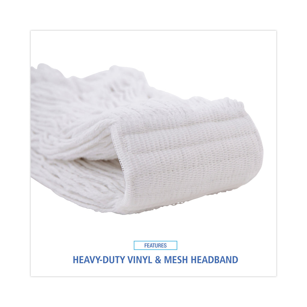 Mop Head, Pro Loop Web/Tailband, Premium Saddleback Head, Ryn, 24-oz., WH, 12/CT