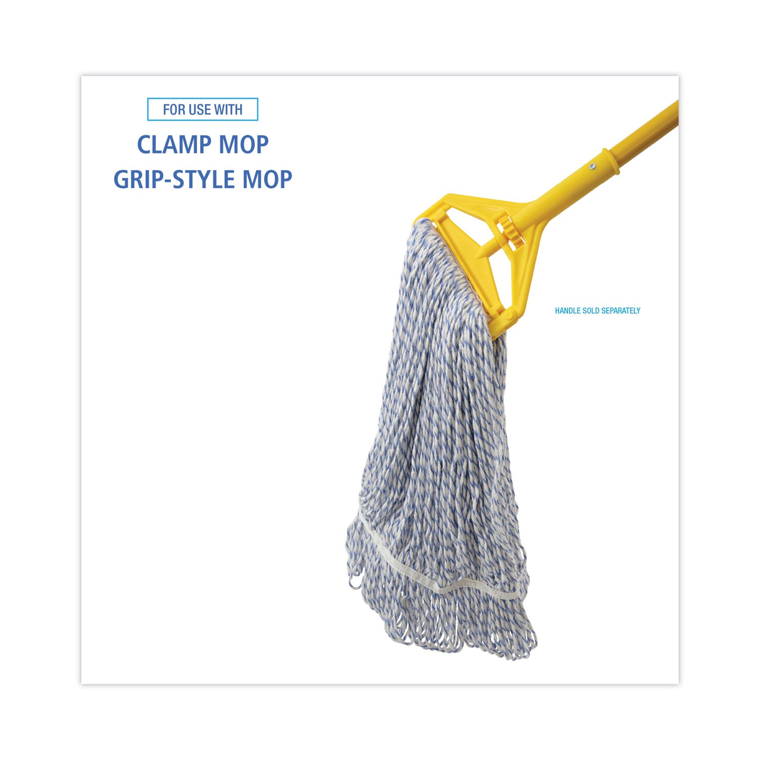 Mop Head, Floor Finish, Narrow, Rayon/Polyester, Large, White/Blue, 12/Carton