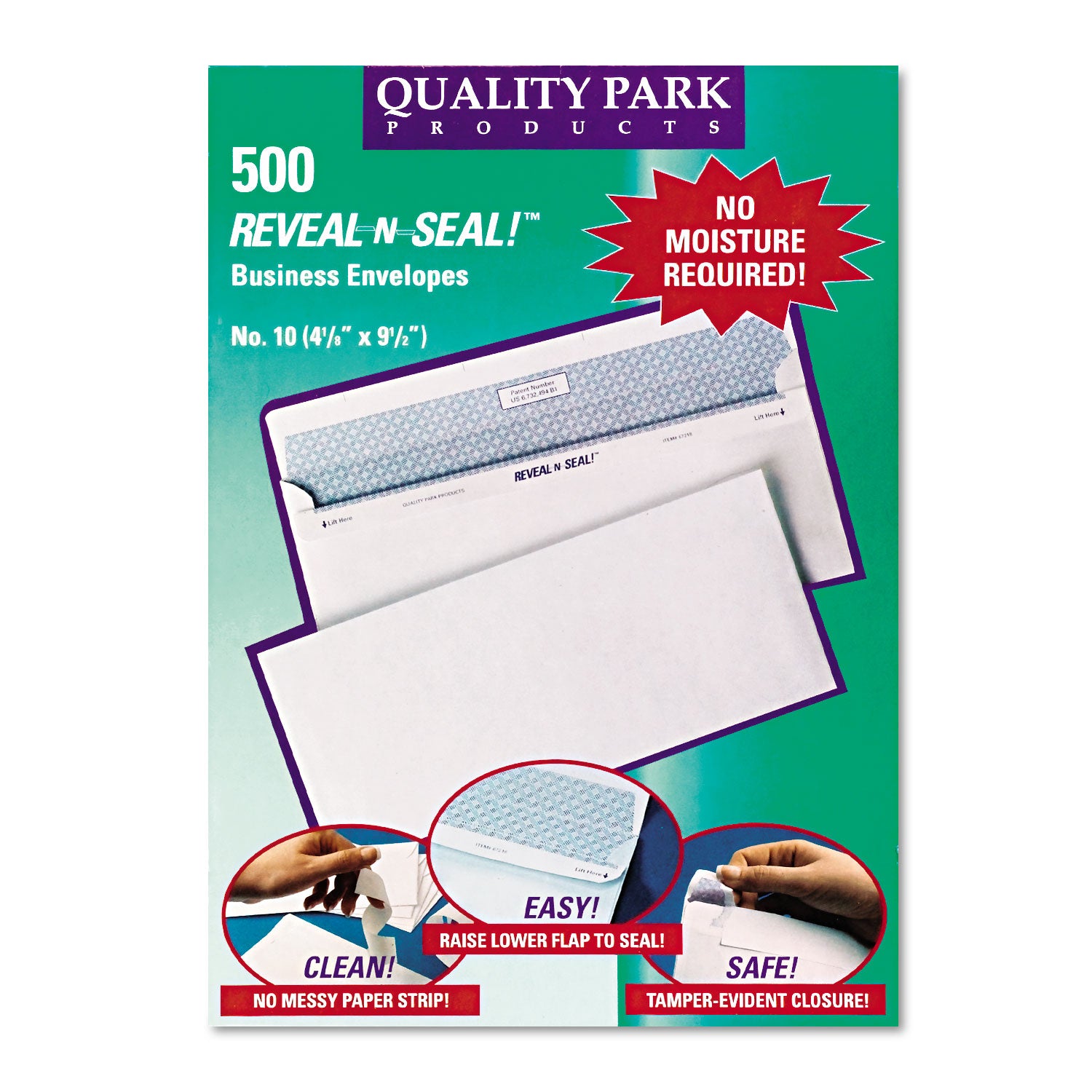 Reveal-N-Seal Security Tinted Envelope, #10, Commercial Flap, Self-Adhesive Closure, 4.13 x 9.5, White, 500/Box - 