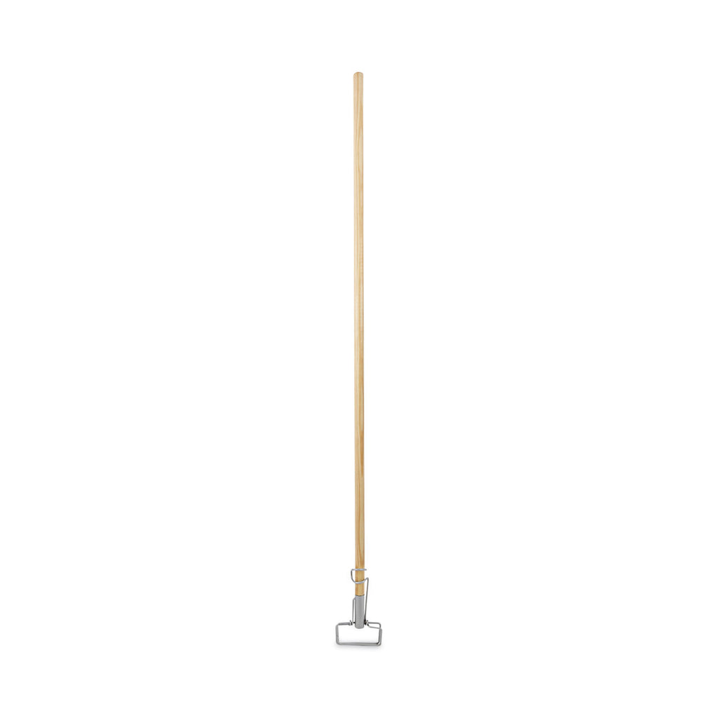 Spring Grip Metal Head Mop Handle for Most Mop Heads, Wood, 60", Natural