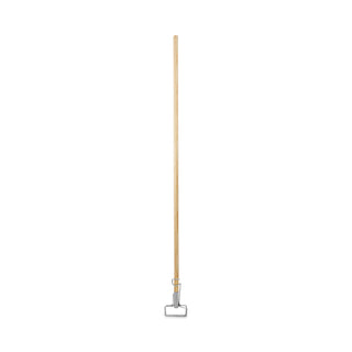 Spring Grip Metal Head Mop Handle for Most Mop Heads, Wood, 60", Natural