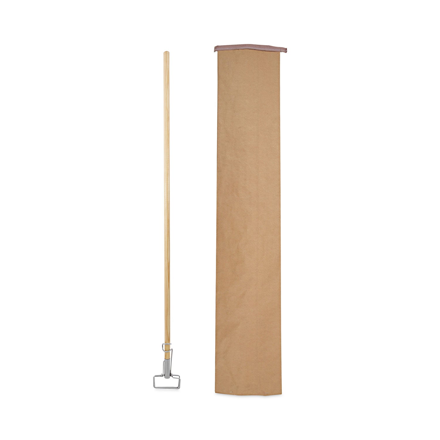 Spring Grip Metal Head Mop Handle for Most Mop Heads, Wood, 60", Natural - 