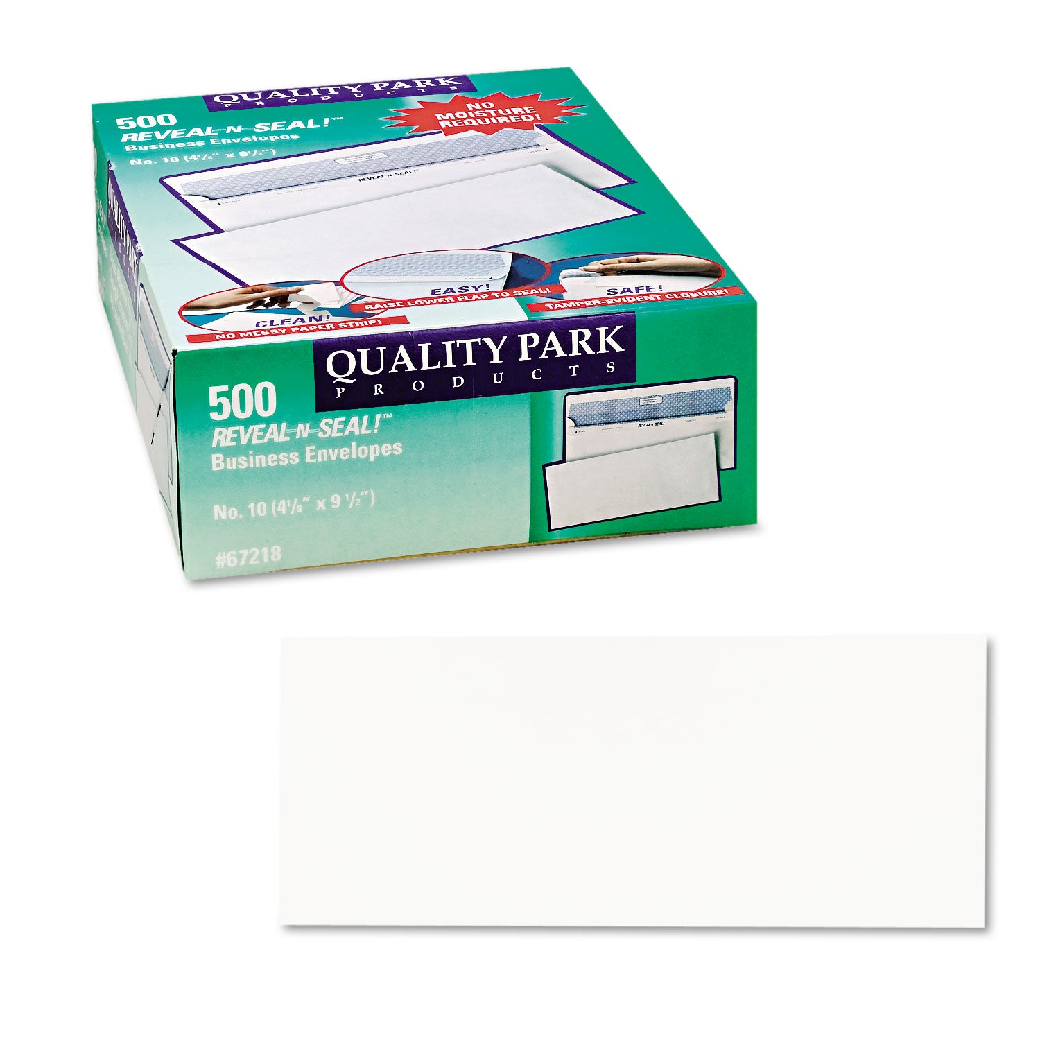 Reveal-N-Seal Security Tinted Envelope, #10, Commercial Flap, Self-Adhesive Closure, 4.13 x 9.5, White, 500/Box - 