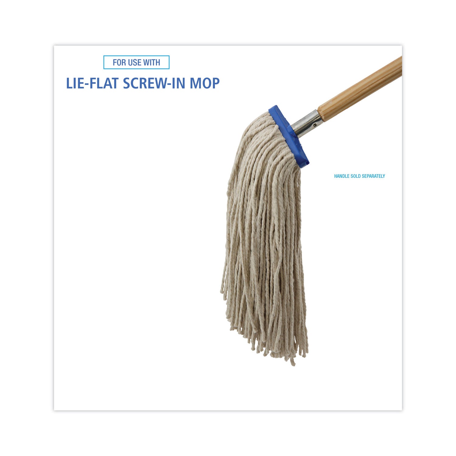 Cut-End Lie-Flat Wet Mop Head, Cotton, 16oz, White, 12/Carton