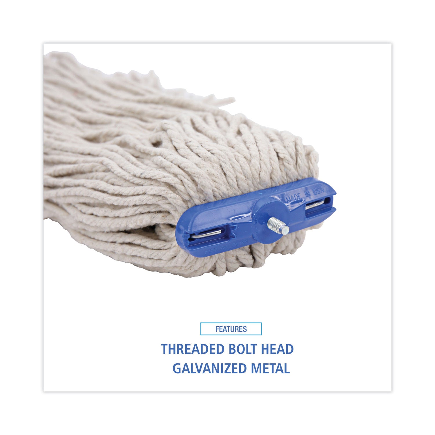 Cut-End Lie-Flat Wet Mop Head, Cotton, 16oz, White, 12/Carton