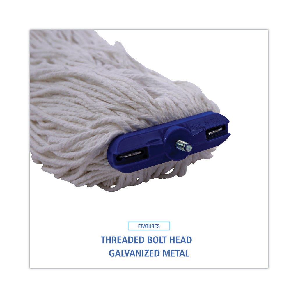 Cut-End Lie-Flat Wet Mop Head, Rayon, 16oz, White, 12/Carton