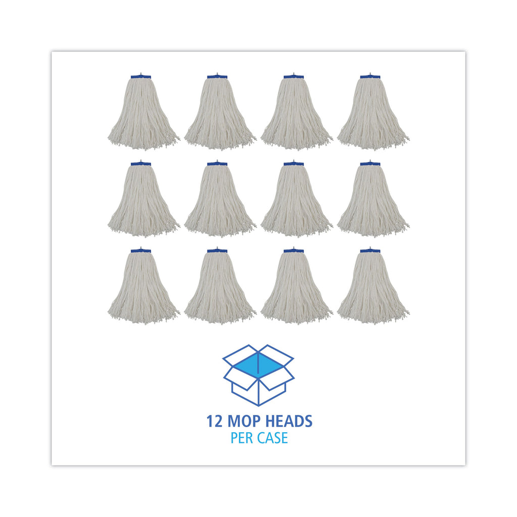 Cut-End Lie-Flat Wet Mop Head, Rayon, 16oz, White, 12/Carton