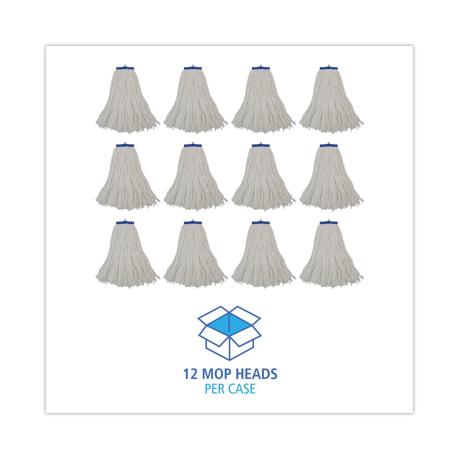 Cut-End Lie-Flat Wet Mop Head, Rayon, 16oz, White, 12/Carton