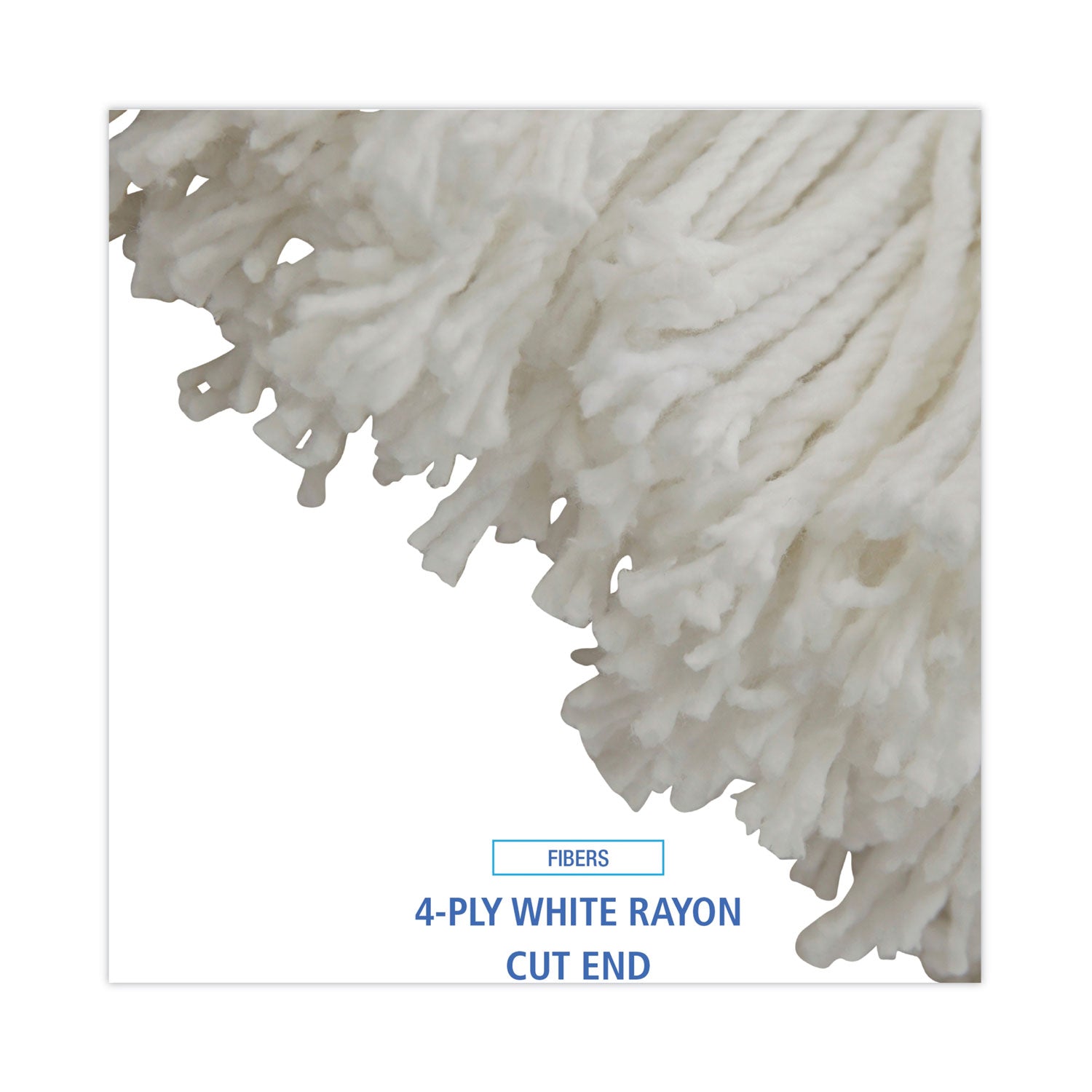 Cut-End Lie-Flat Wet Mop Head, Rayon, 16oz, White