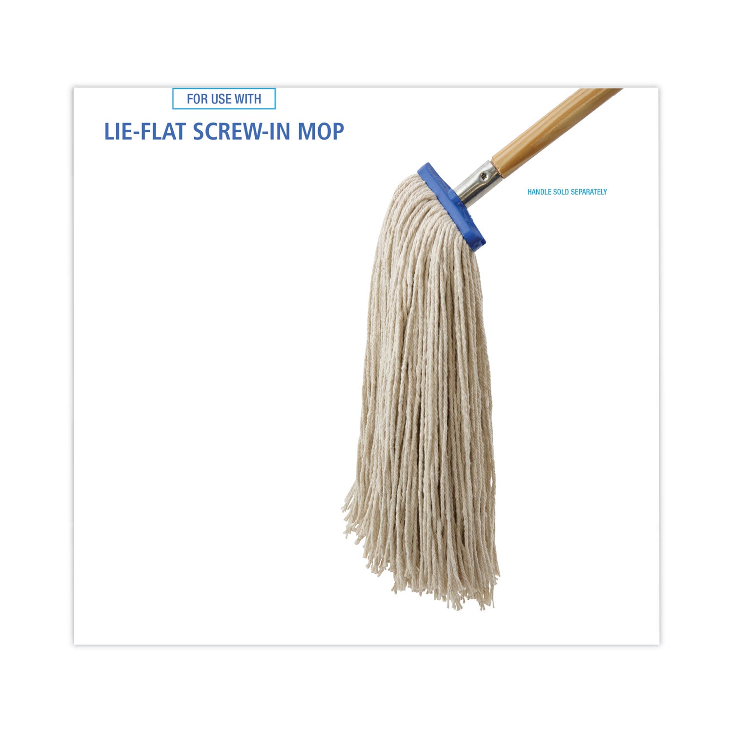 Mop Head, Economical Lie-Flat Head, Cotton Fiber, 20 oz, White, 12/Carton - 