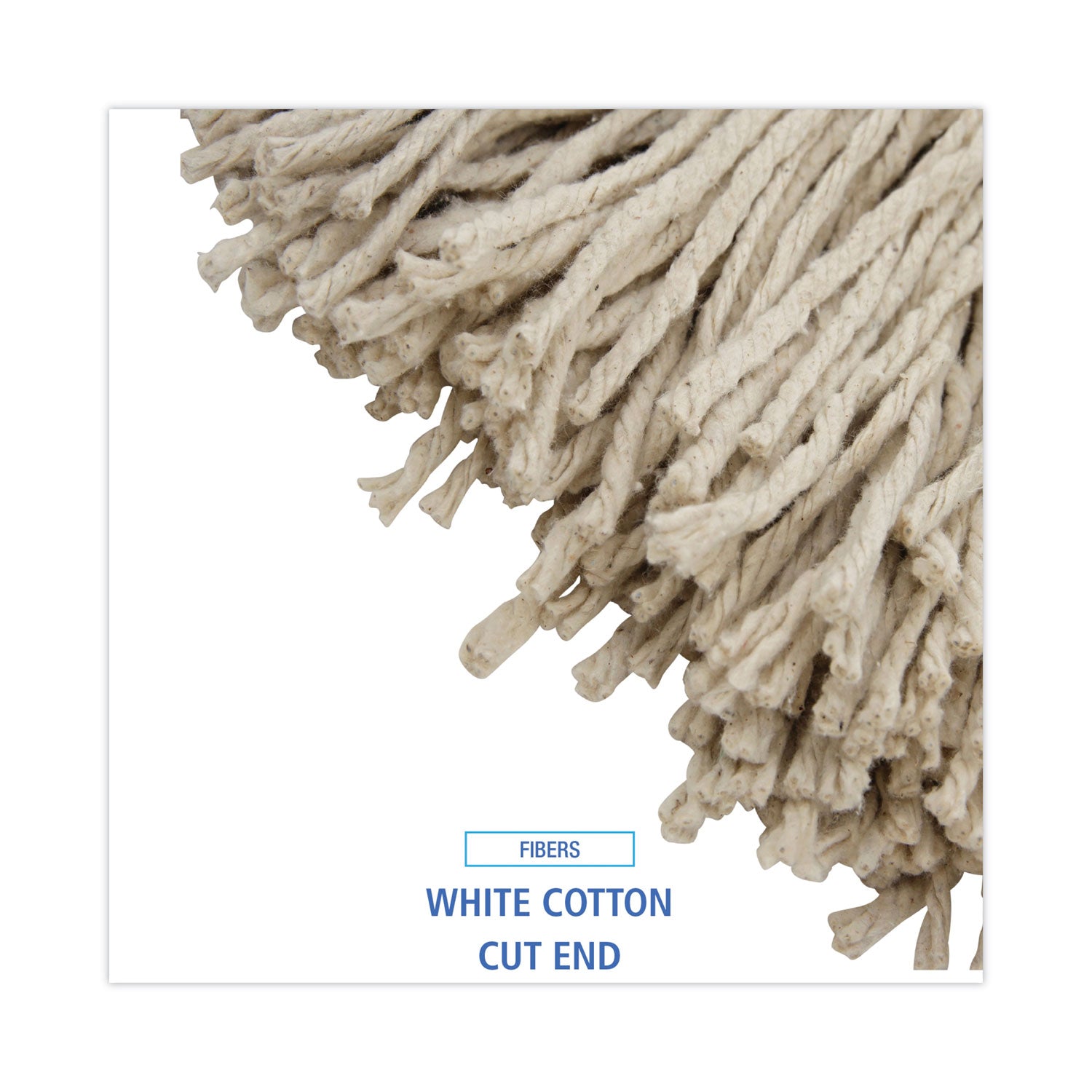 Cut-End Lie-Flat Wet Mop Head, Cotton, 24oz, White, 12/Carton