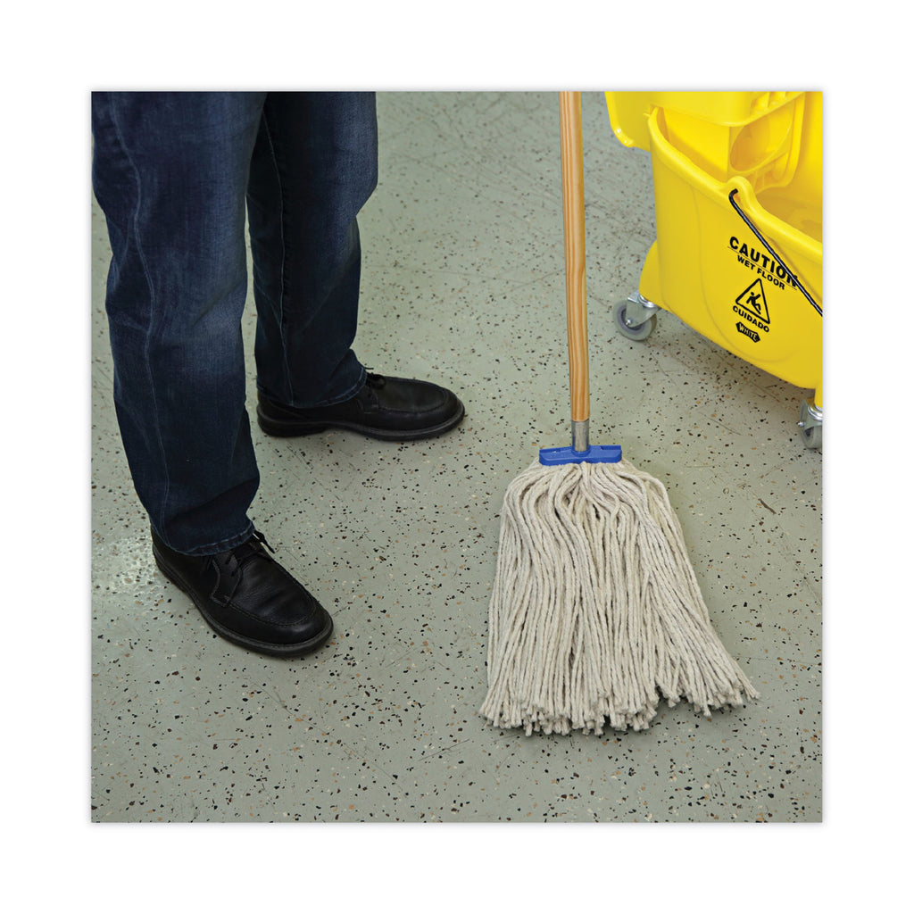 Cut-End Lie-Flat Wet Mop Head, Cotton, 24oz, White, 12/Carton