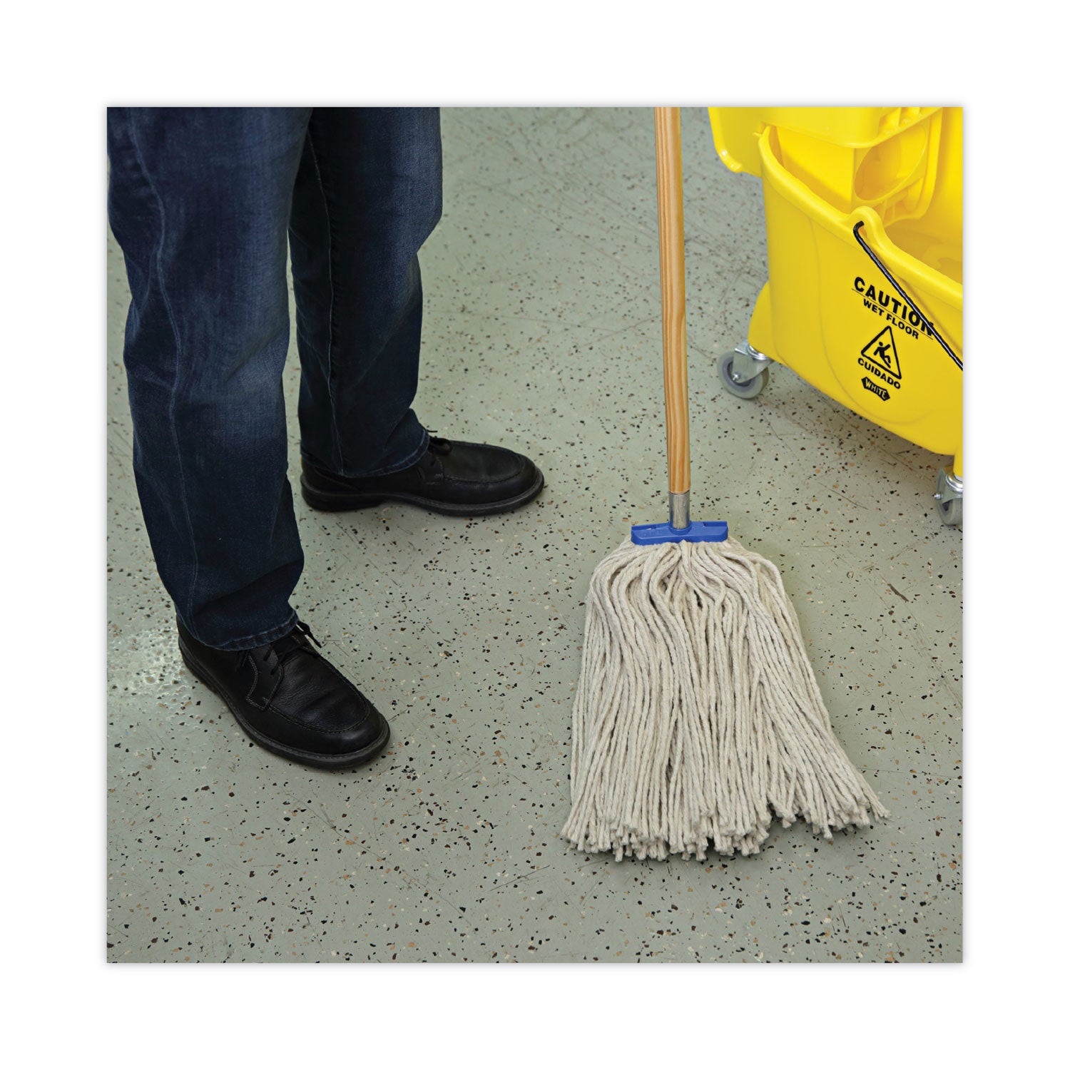Cut-End Lie-Flat Wet Mop Head, Cotton, 24oz, White, 12/Carton