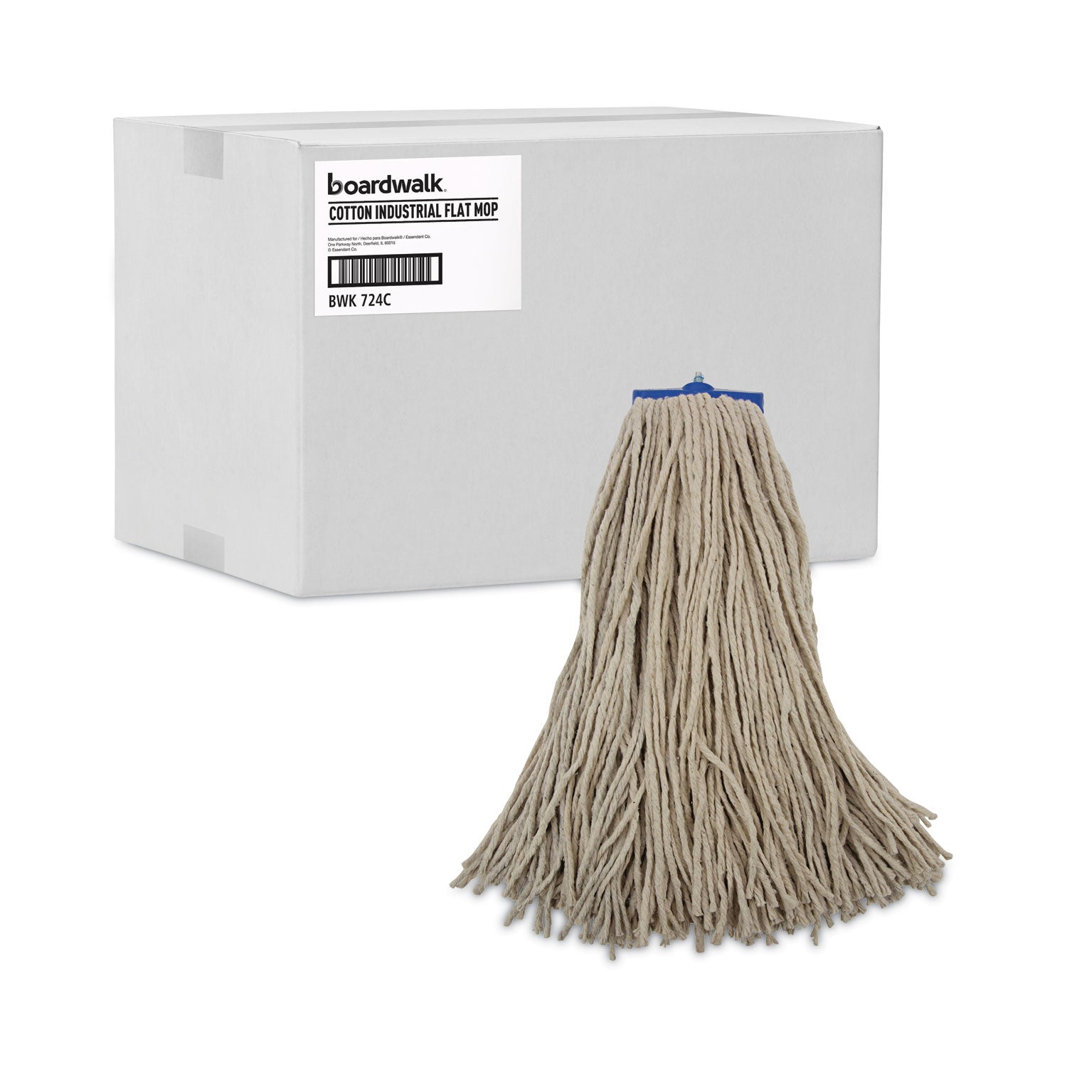 Cut-End Lie-Flat Wet Mop Head, Cotton, 24oz, White - 