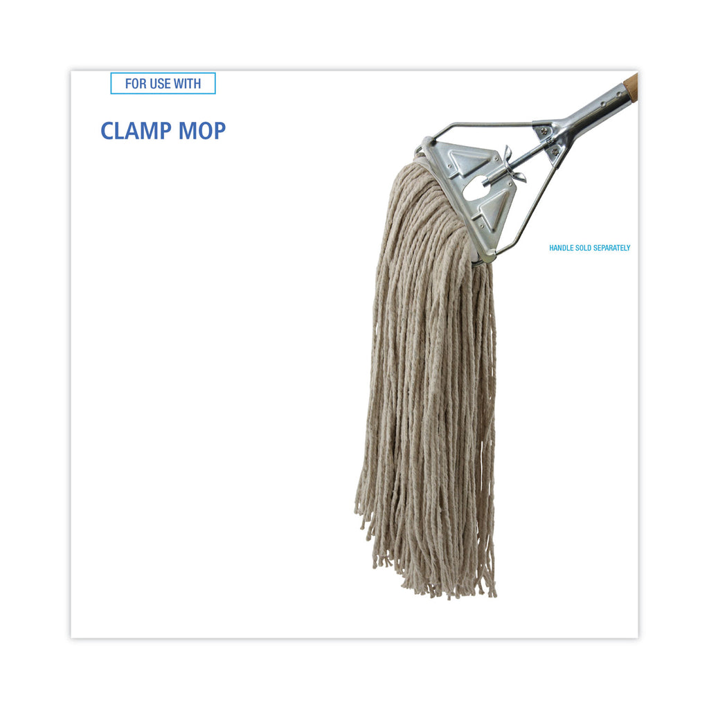 Mop Head, Economical Lie-Flat Head, Cotton Fiber, 32oz, White, 12/Carton
