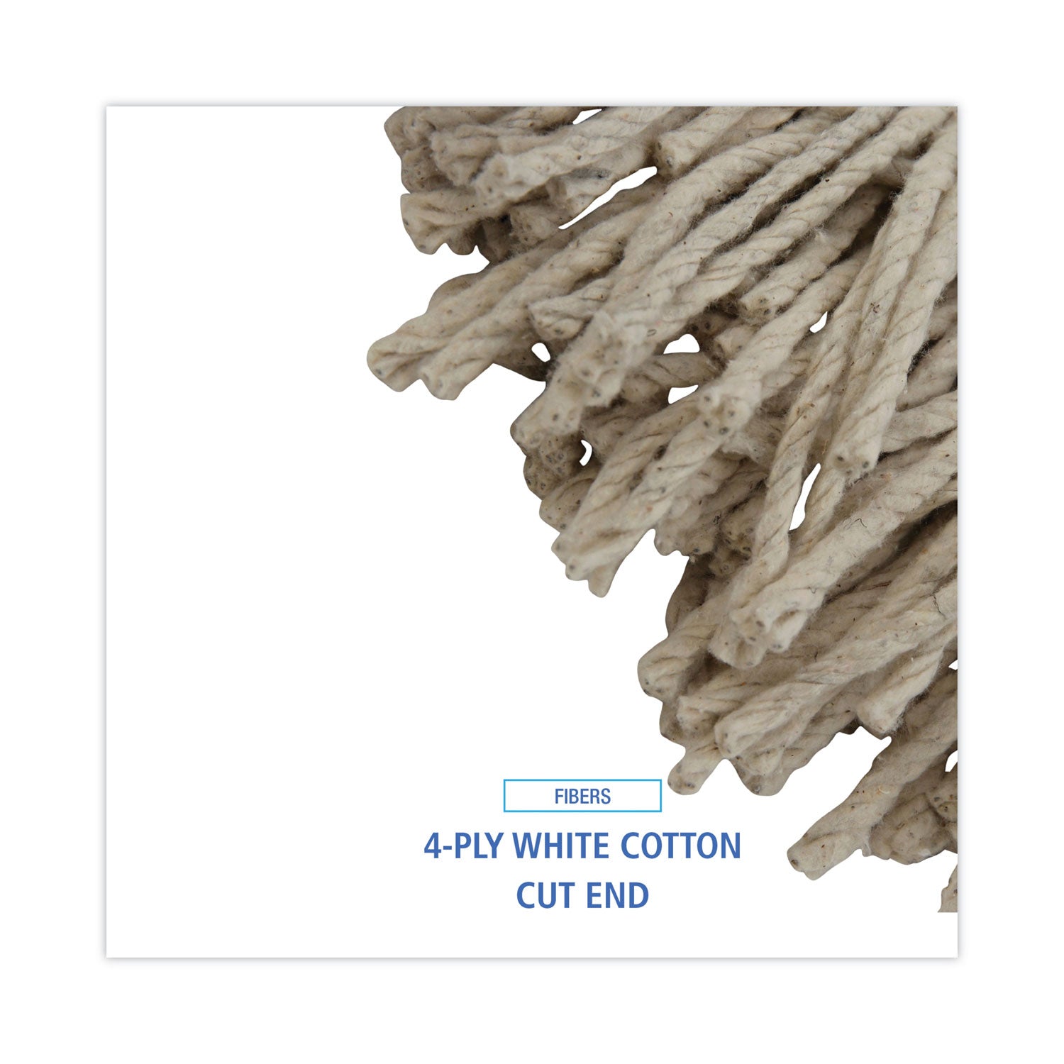 Mop Head, Economical Lie-Flat Head, Cotton Fiber, 32oz, White, 12/Carton - 