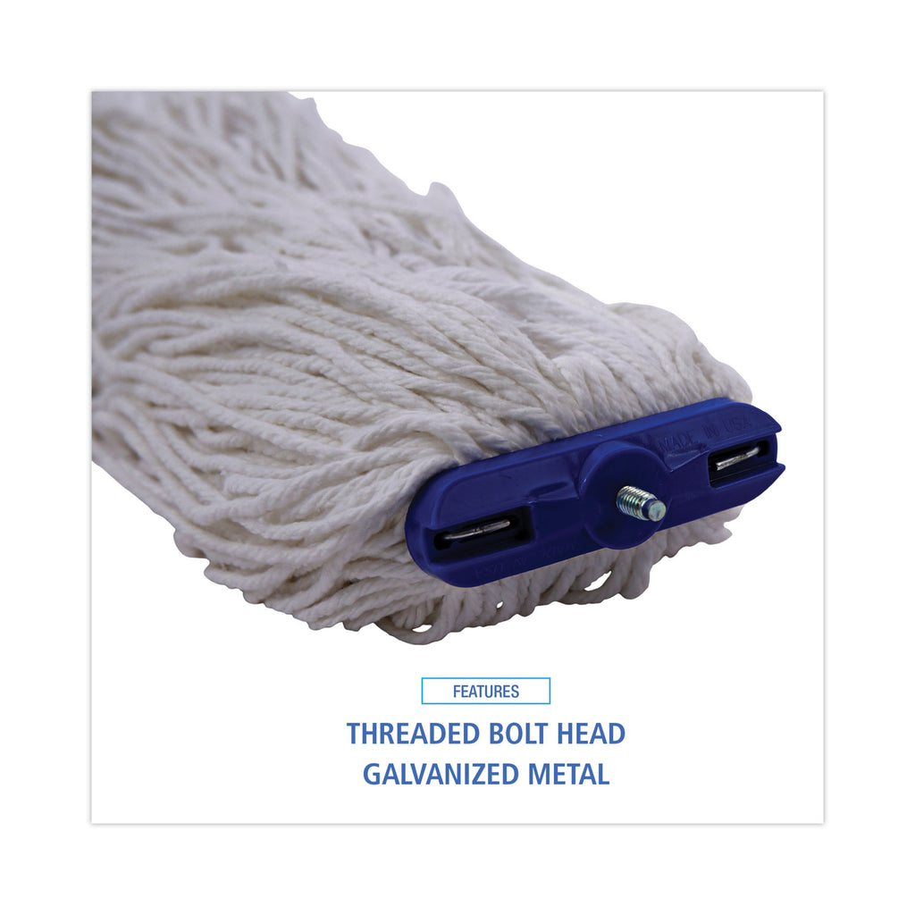 Mop Head, Economical Lie-Flat Head, Rayon Fiber, 32-Oz., White, 12/Carton