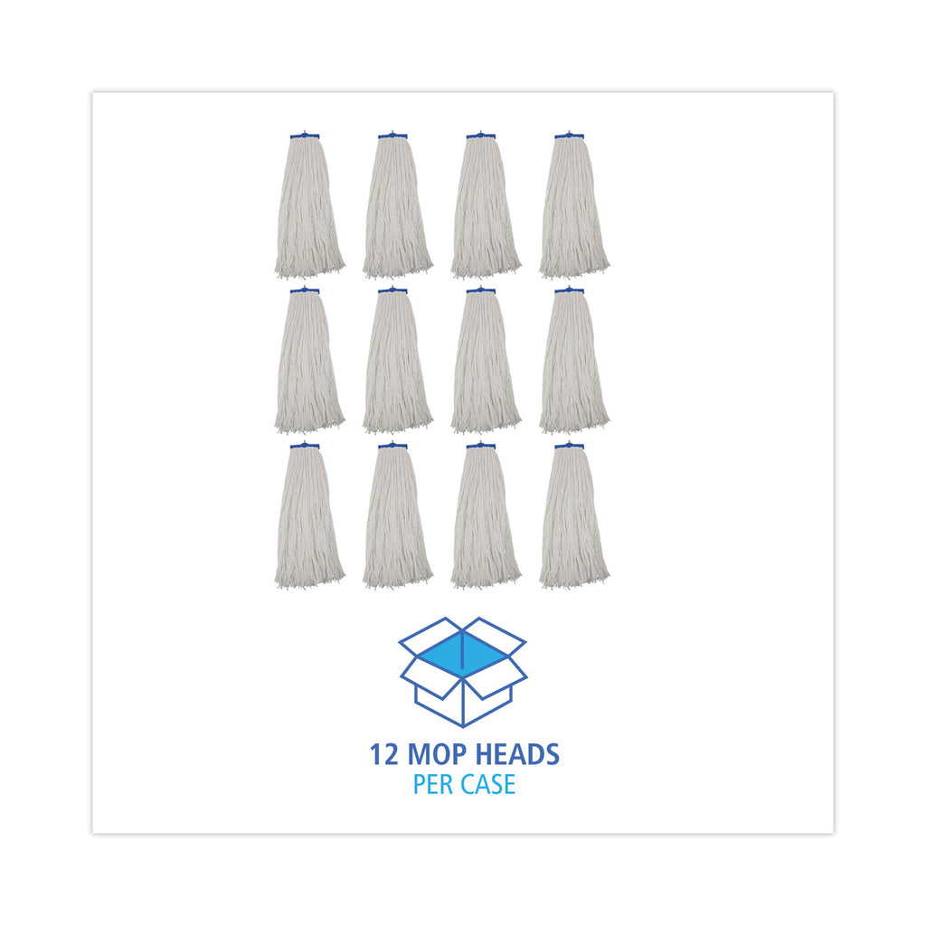 Mop Head, Economical Lie-Flat Head, Rayon Fiber, 32-Oz., White, 12/Carton