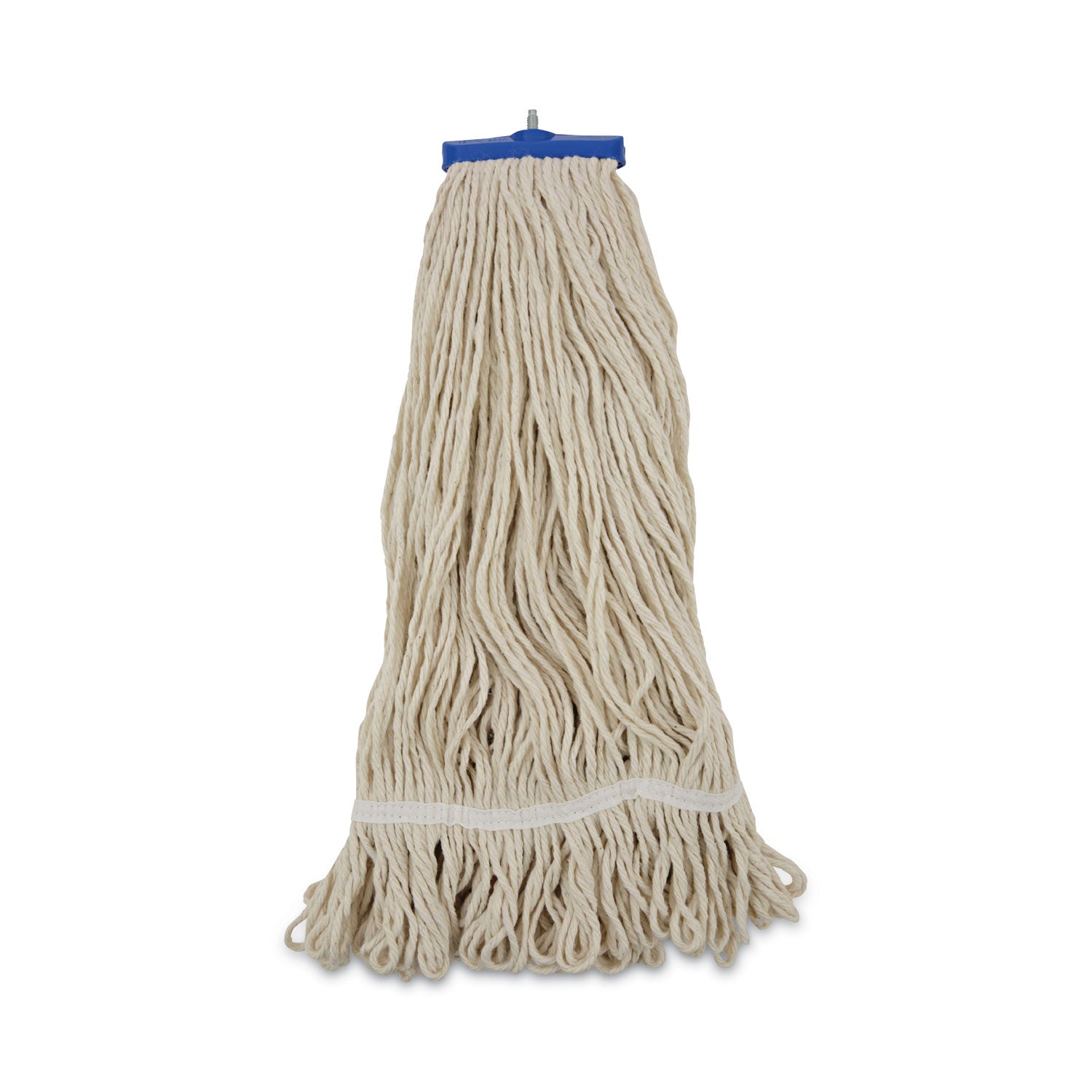 Mop Head, Lie-Flat Head, Cotton Fiber, 24 oz, White, 12/Carton - 