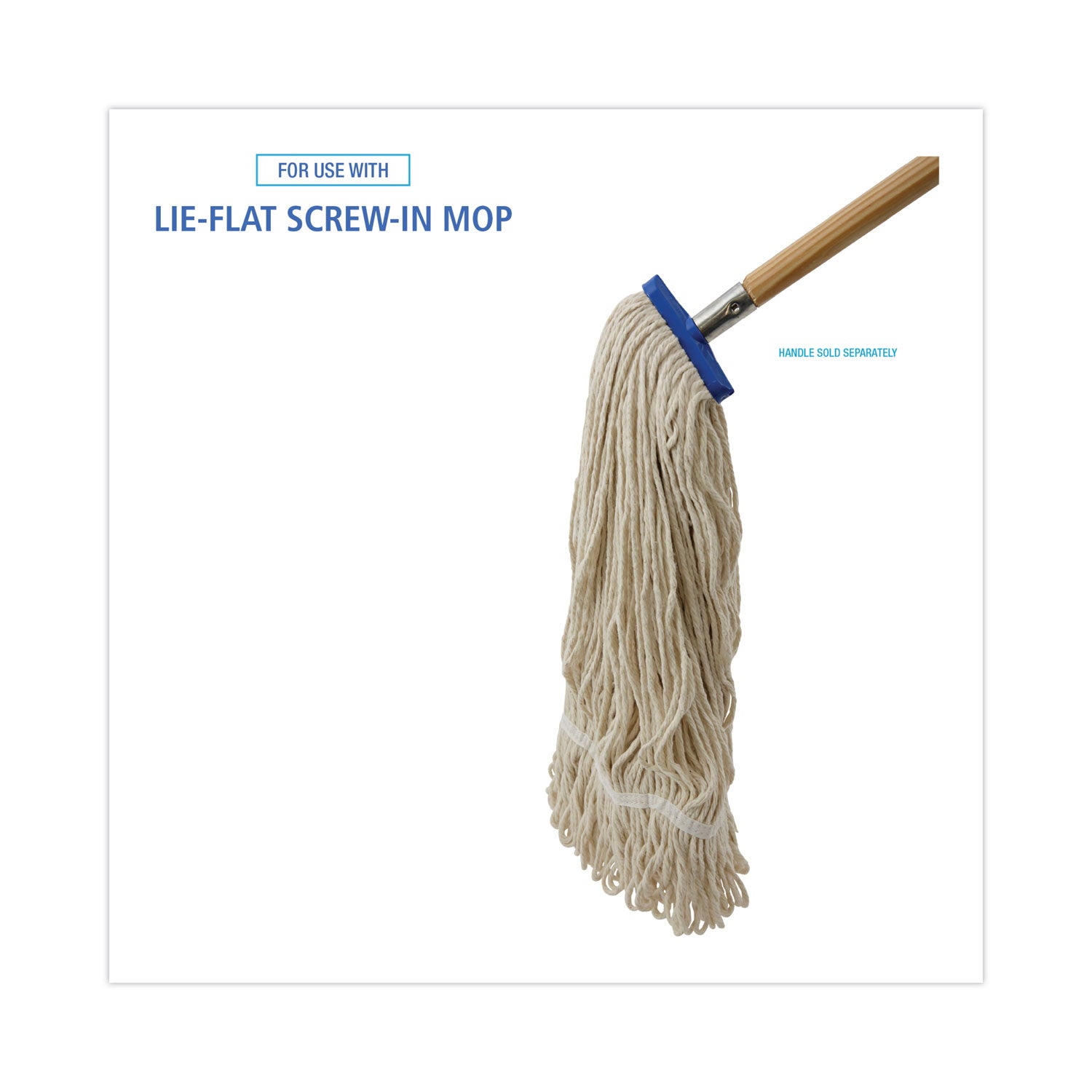 Mop Head, Lie-Flat Head, Cotton Fiber, 24 oz, White, 12/Carton