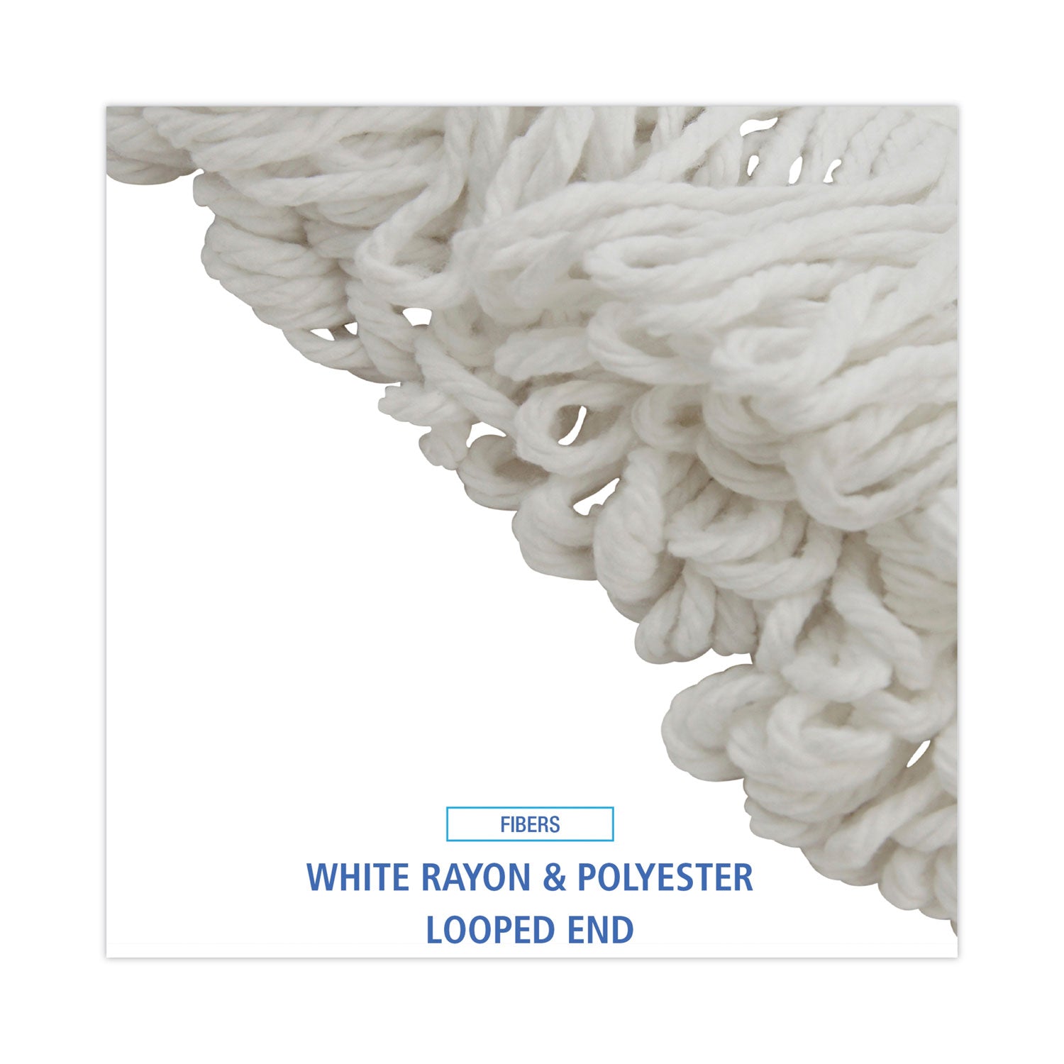 Mop Head, Lie-Flat Head, Rayon Fiber, 24oz, White, 12/Carton - 