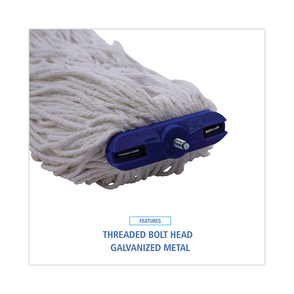 Mop Head, Lie-Flat Head, Rayon Fiber, 24oz, White, 12/Carton