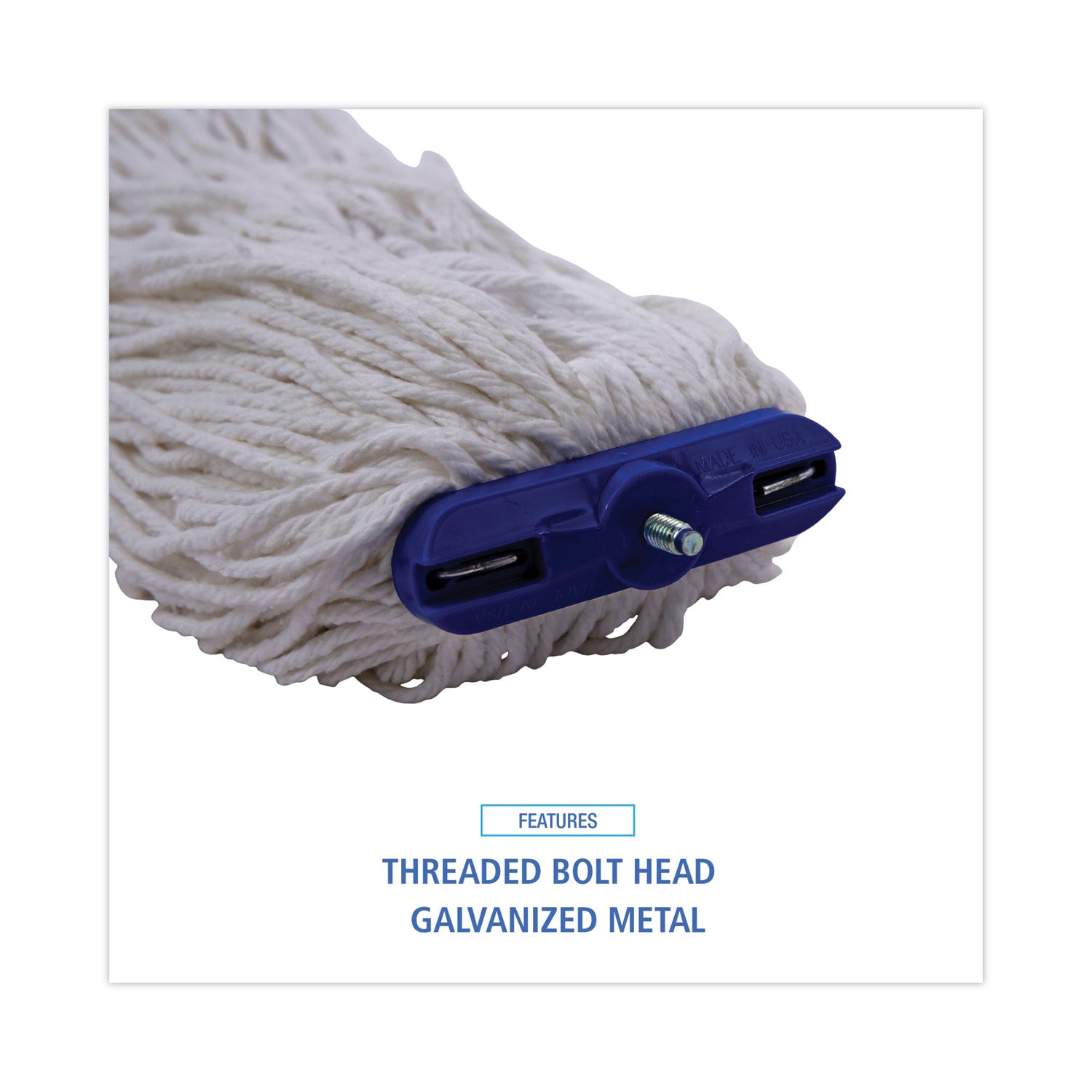 Mop Head, Lie-Flat Head, Rayon Fiber, 24oz, White, 12/Carton