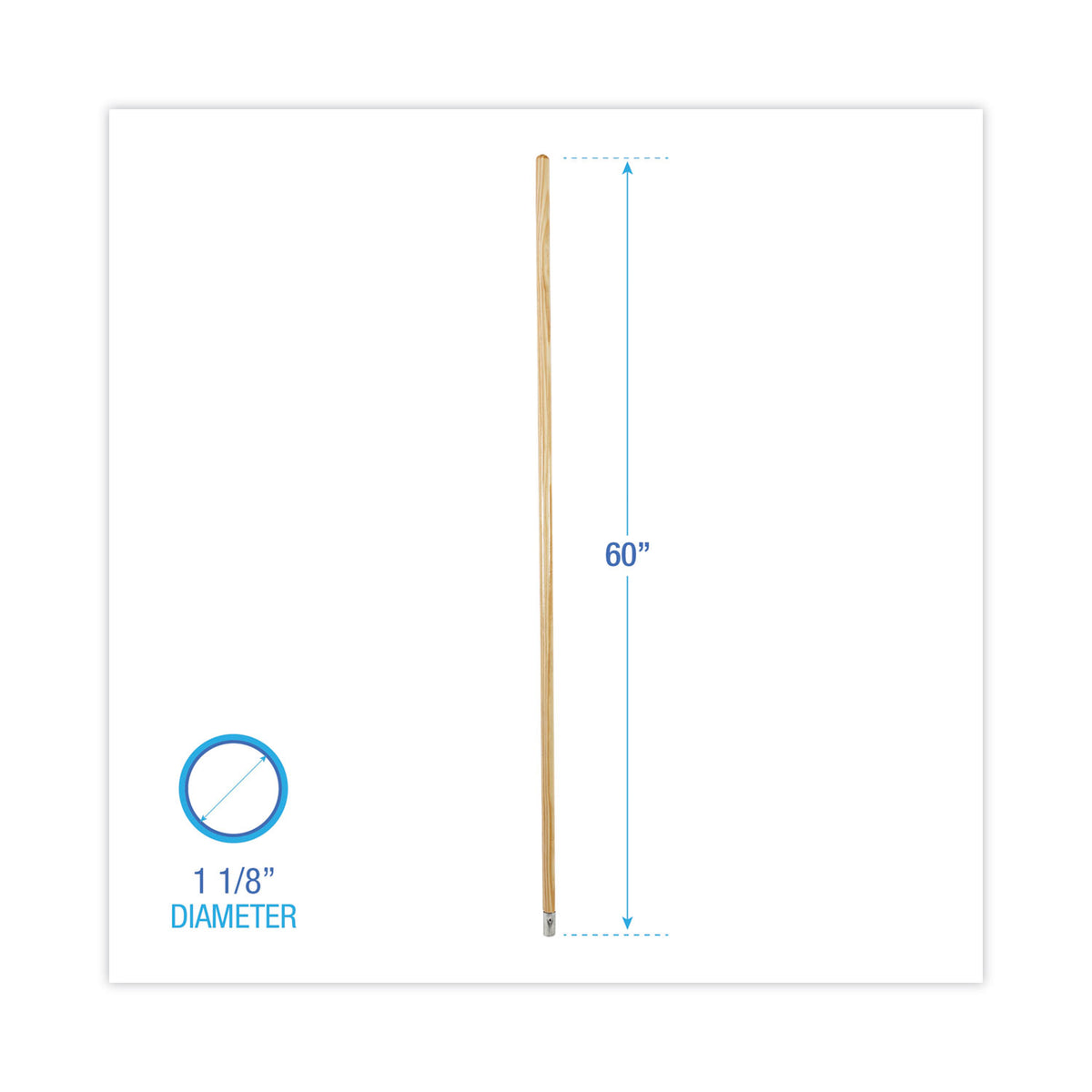 Lie-Flat Screw-In Mop Handle, Lacquered Wood, 1.13" dia x 60", Natural