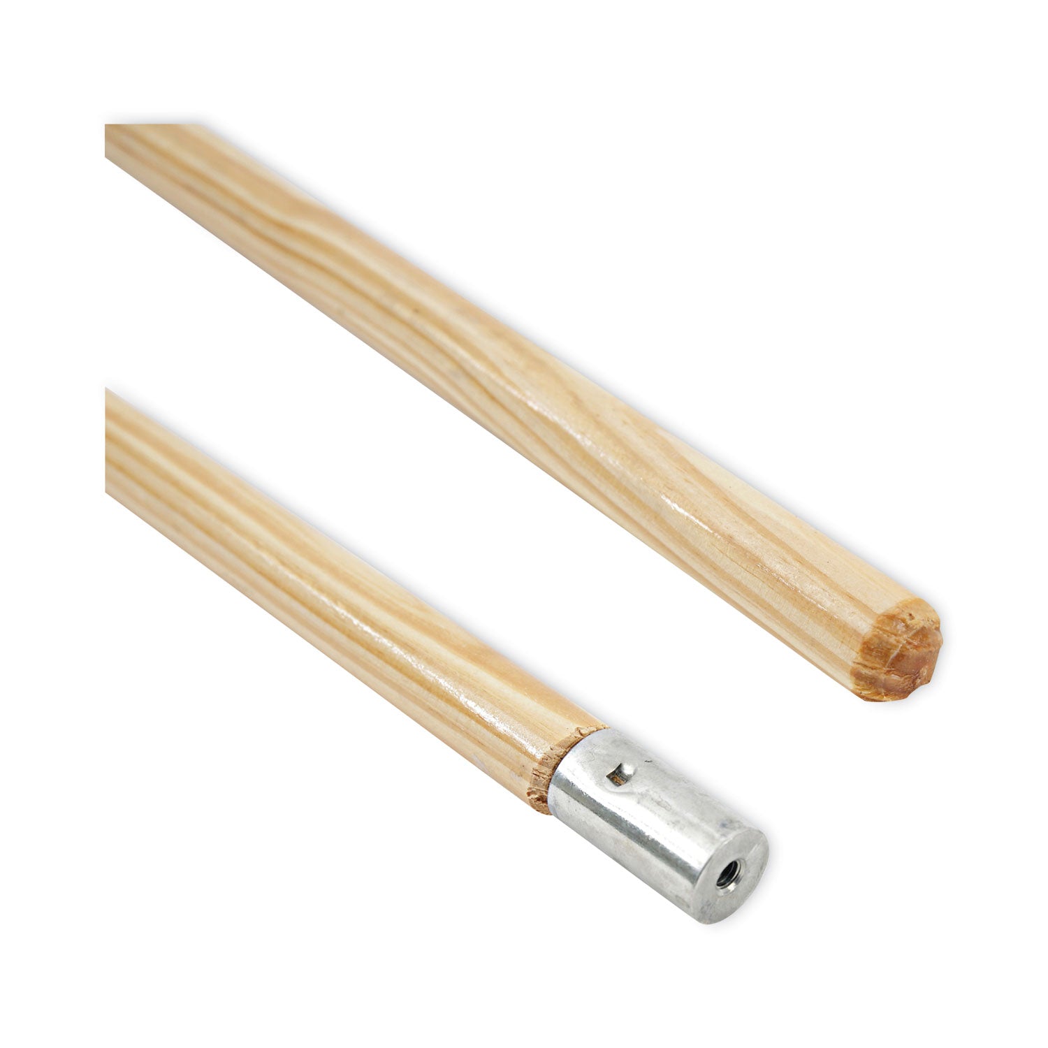 Lie-Flat Screw-In Mop Handle, Lacquered Wood, 1.13" dia x 60", Natural - 