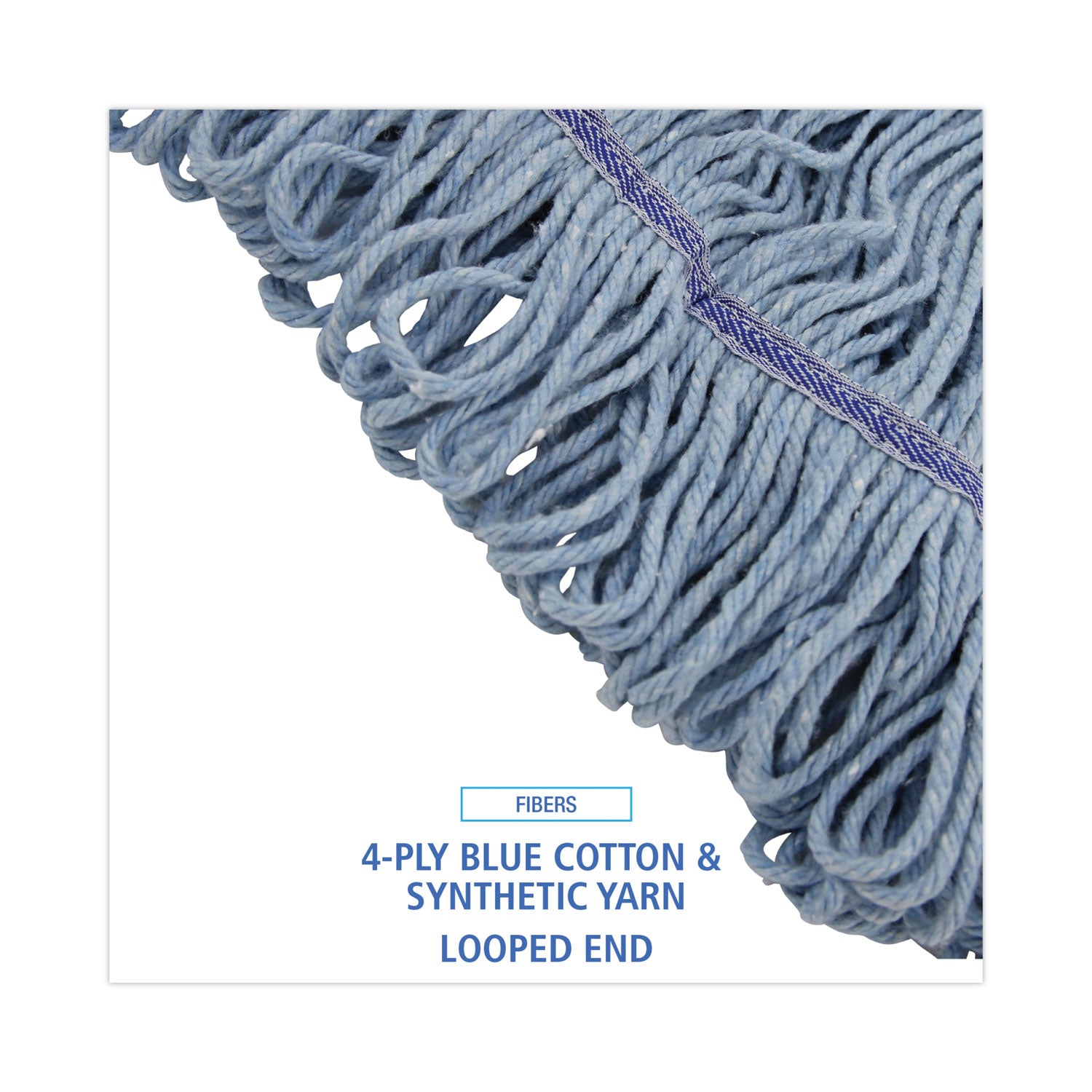 Mop Head, Loop-End, Cotton With Scrub Pad, Large, 12/Carton - 