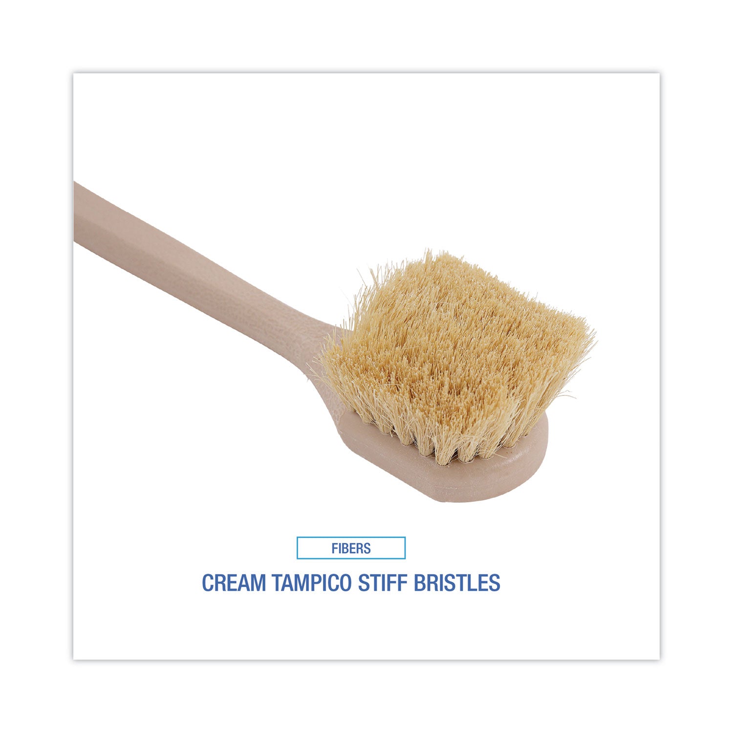 Utility Brush, Cream Tampico Bristles, 5.5" Brush, 14.5" Tan Plastic Handle - 