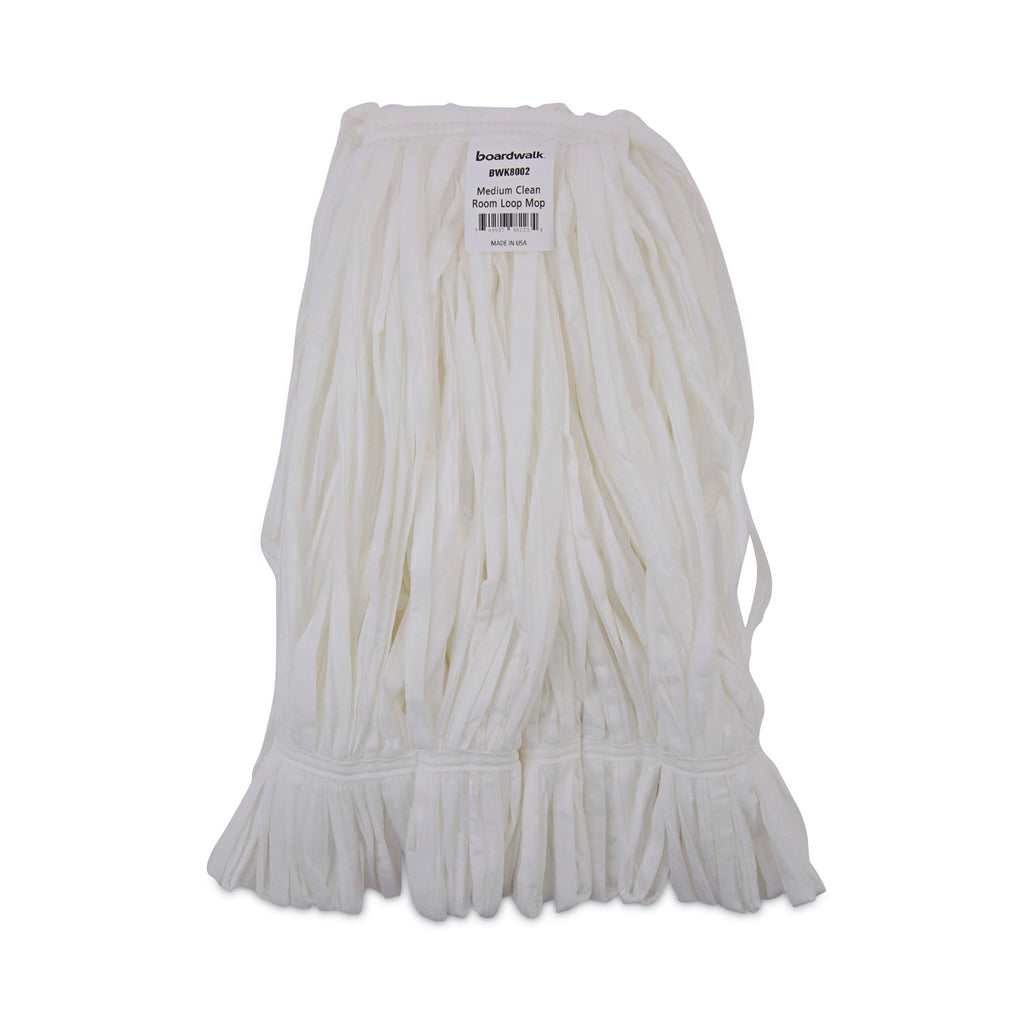 Mop Head, Looped, Enviro Clean With Tailband, Medium, White, 12/Carton