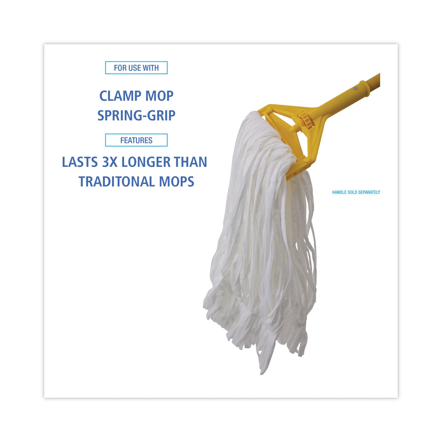 Mop Head, Looped, Enviro Clean With Tailband, Large, White, 12/Carton - 