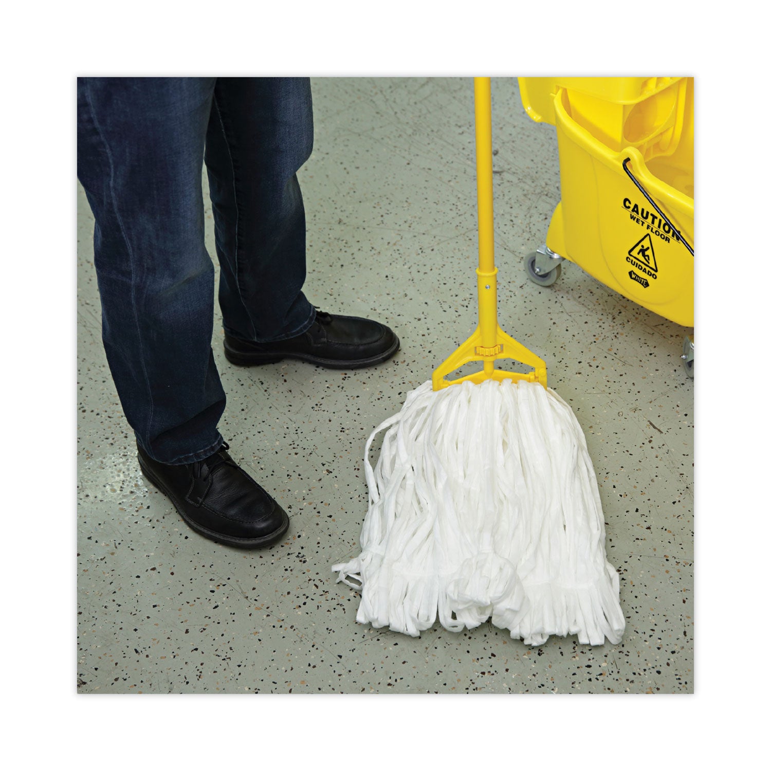 Mop Head, Looped, Enviro Clean With Tailband, Large, White, 12/Carton - 