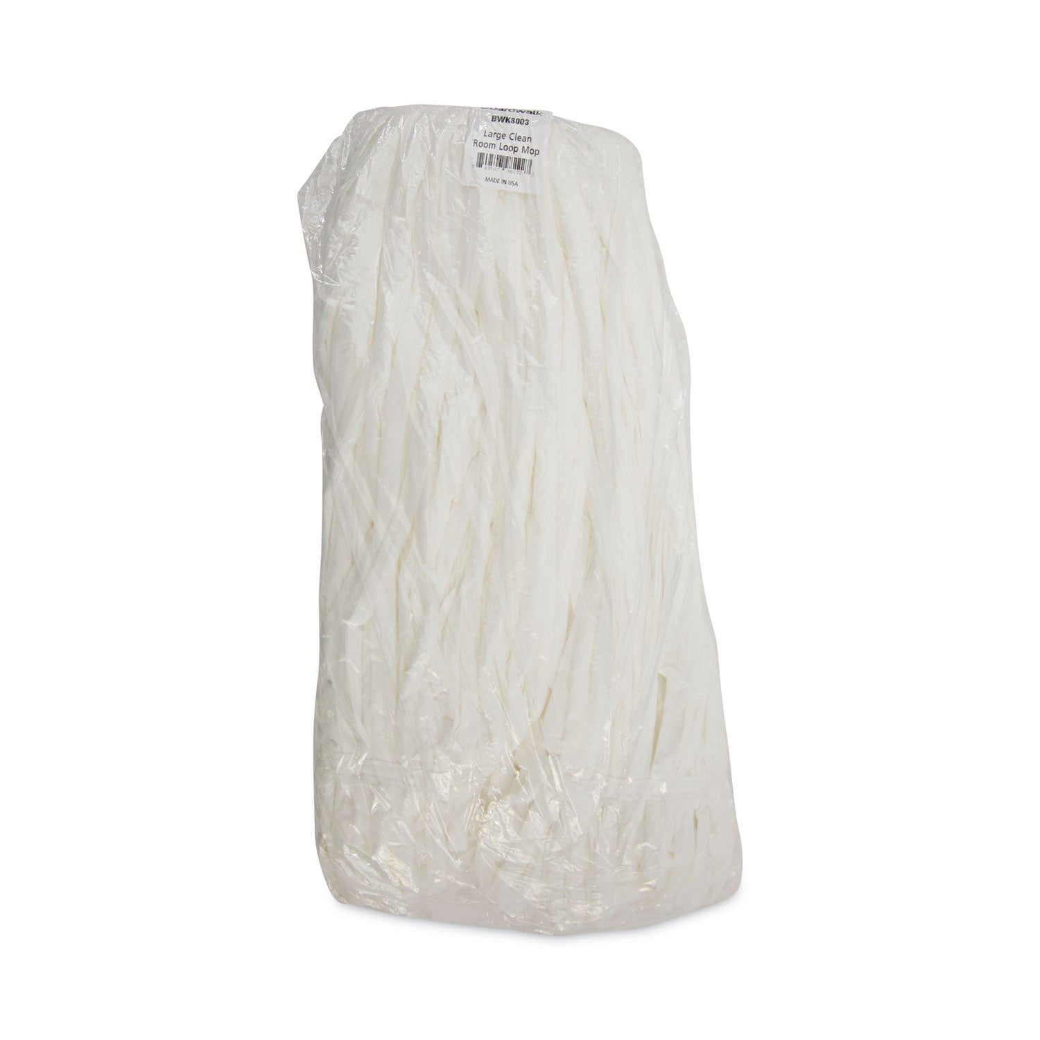 Mop Head, Looped, Enviro Clean With Tailband, Large, White, 12/Carton