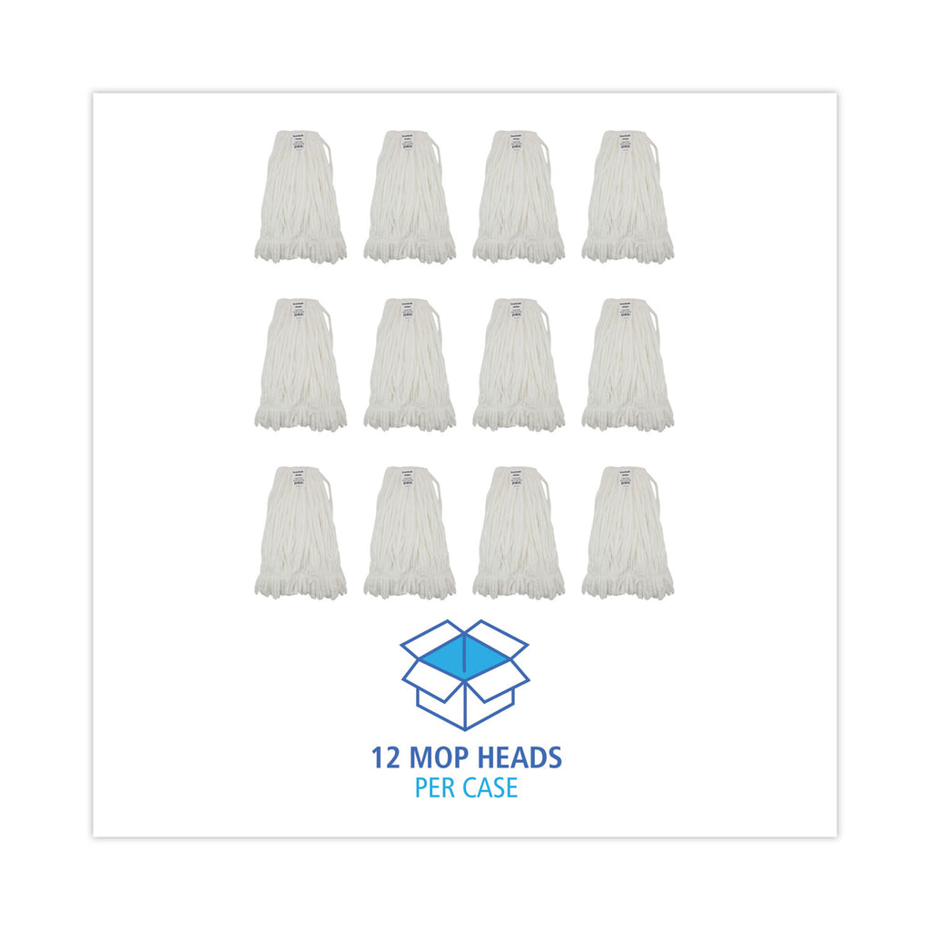Mop Head, Looped, Enviro Clean With Tailband, Large, White, 12/Carton
