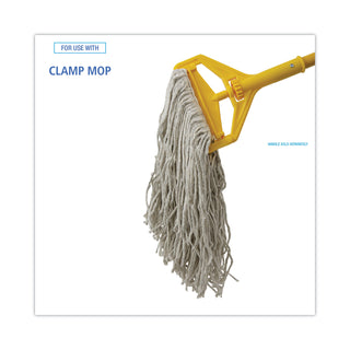 Banded Mop Head, Cotton, Cut-End, White, 16 oz, 12/Carton