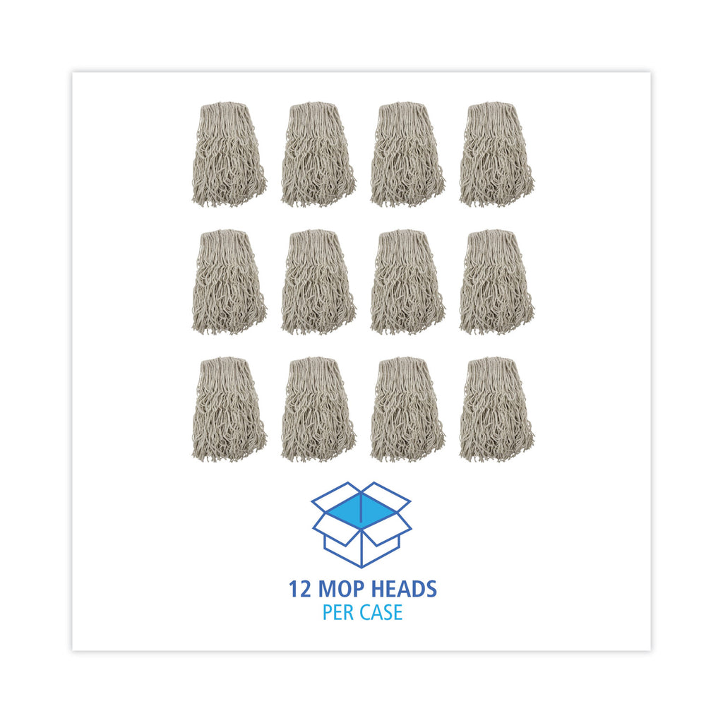 Banded Cotton Mop Heads, 24oz, White, 12/Carton