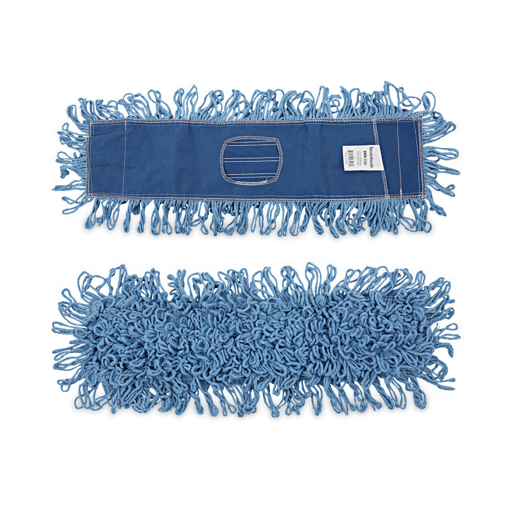 Dry Mopping Kit, 24 x 5 Blue Synthetic Head, 60" Natural Wood/Metal Handle