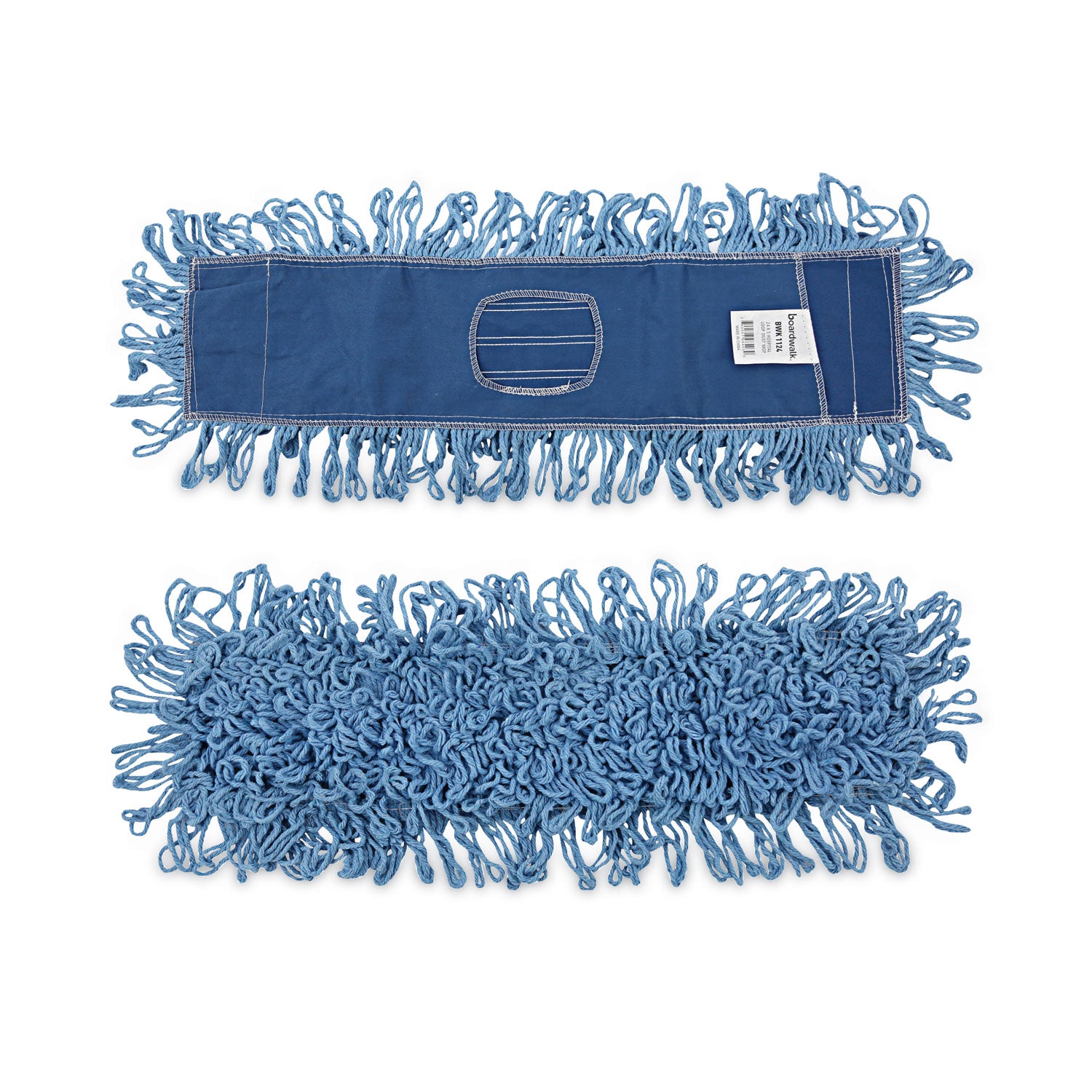 Dry Mopping Kit, 24 x 5 Blue Synthetic Head, 60" Natural Wood/Metal Handle