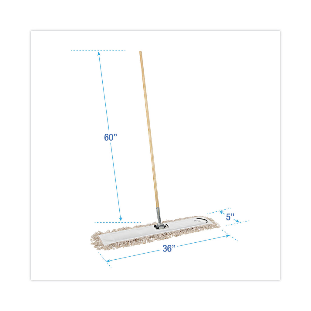 Cotton Dry Mopping Kit, 36 x 5 Natural Cotton Head, 60" Natural Wood Handle