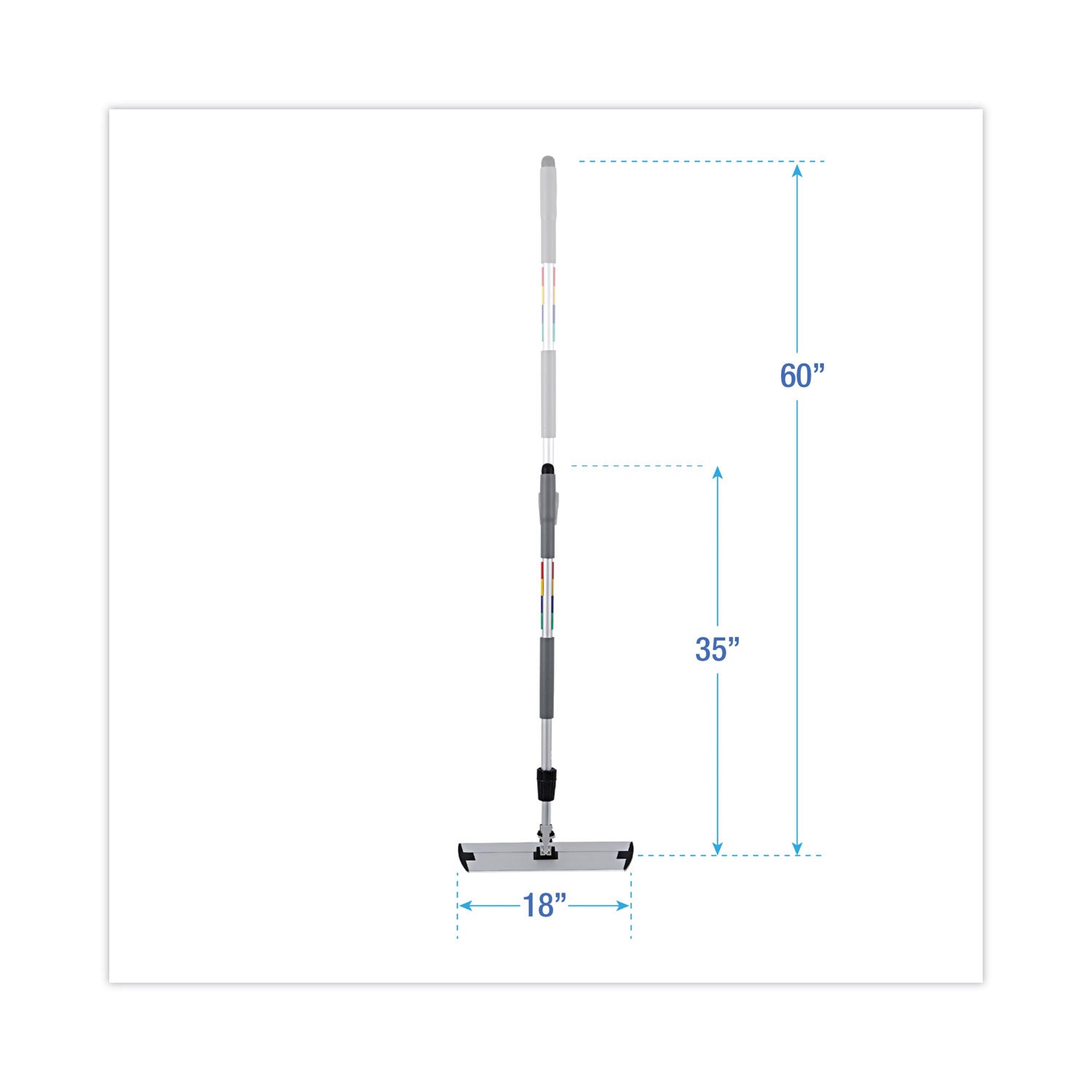 Microfiber Cleaning Kit, 18" Wide Blue/Green Microfiber Head, 35" to 60" Gray Aluminum Handle