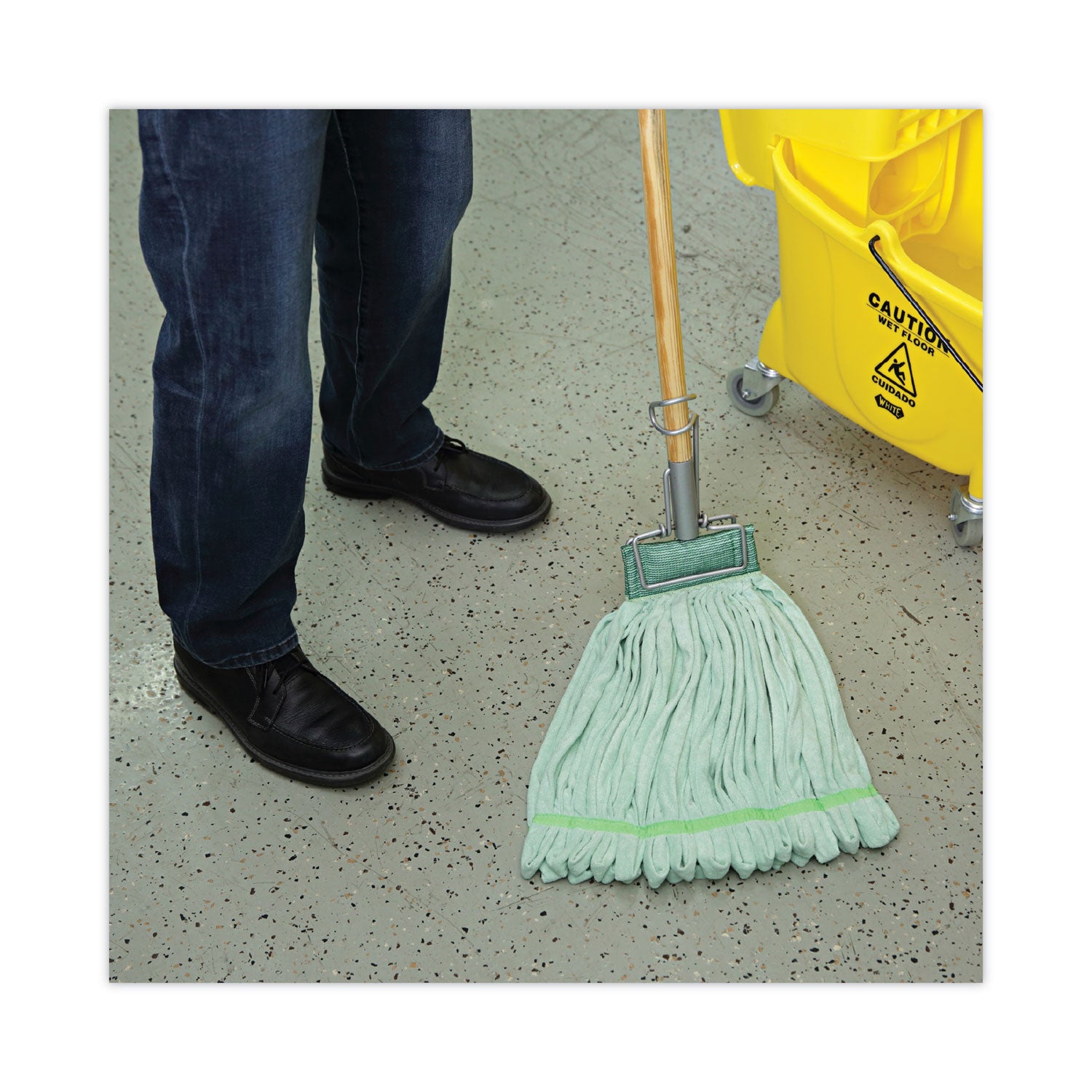 Microfiber Looped-End Wet Mop Head, Large, Green, 12/Carton