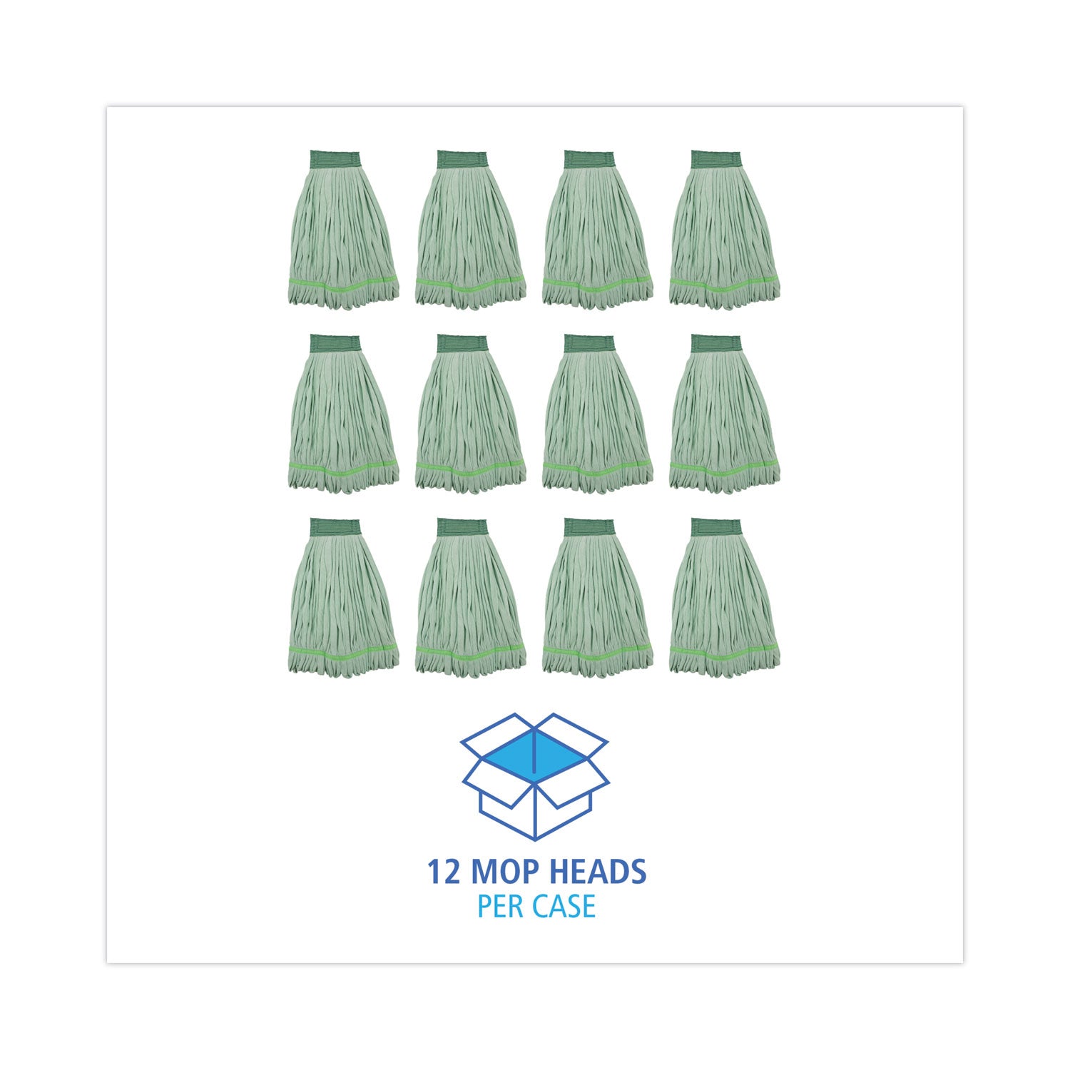 Microfiber Looped-End Wet Mop Head, Large, Green, 12/Carton