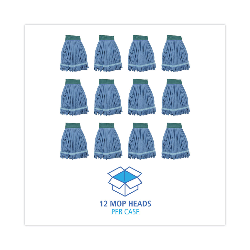 Microfiber Looped-End Wet Mop Heads, Medium, Blue, 12/Carton, 12/Carton